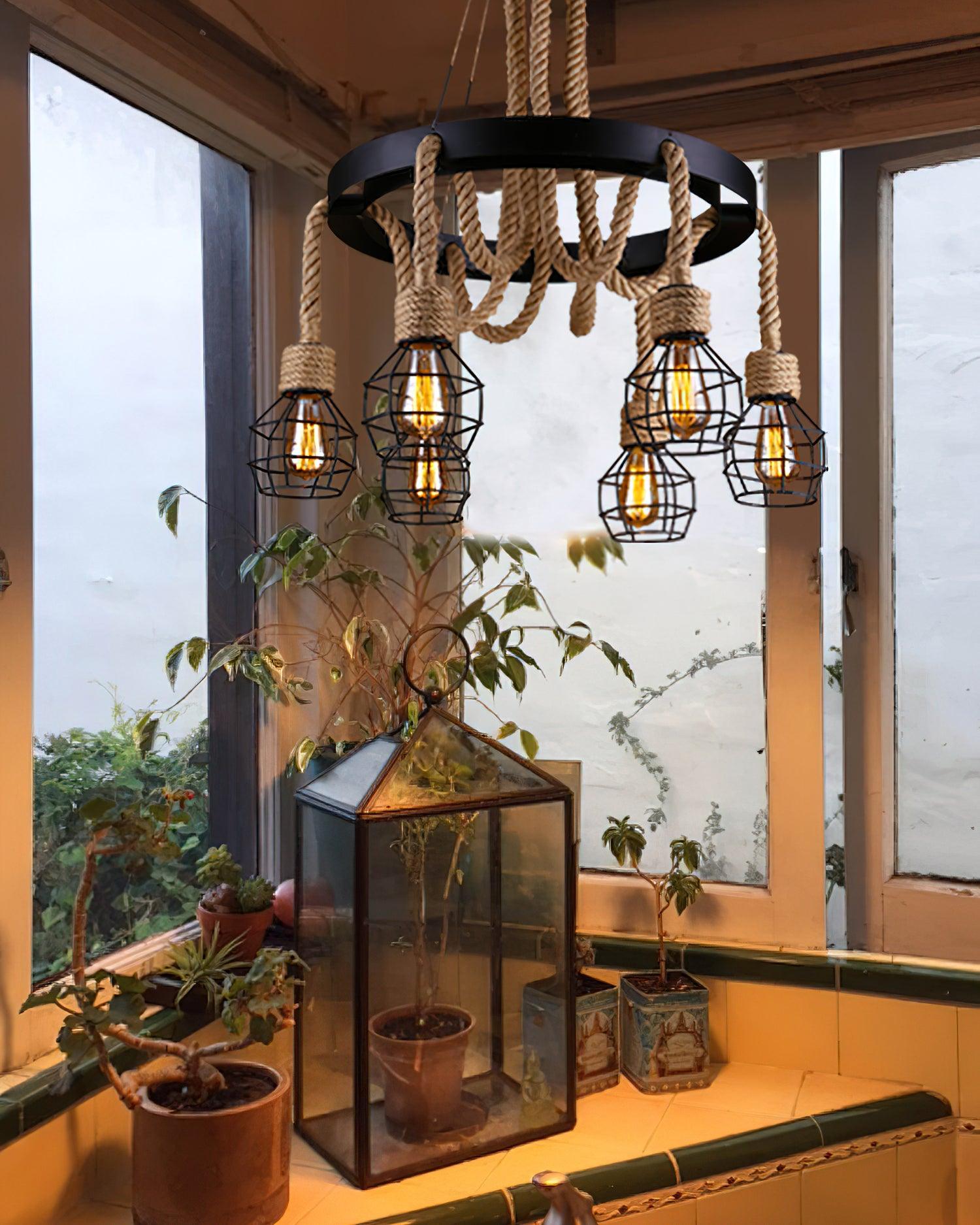 Lustra Lustre en Corde de Chanvre Industriel