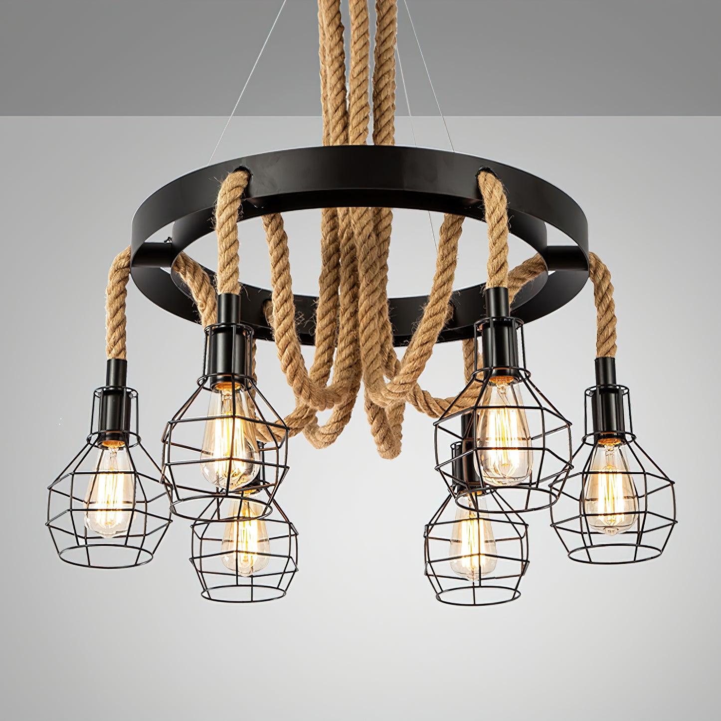 Lustra Lustre en Corde de Chanvre Industriel