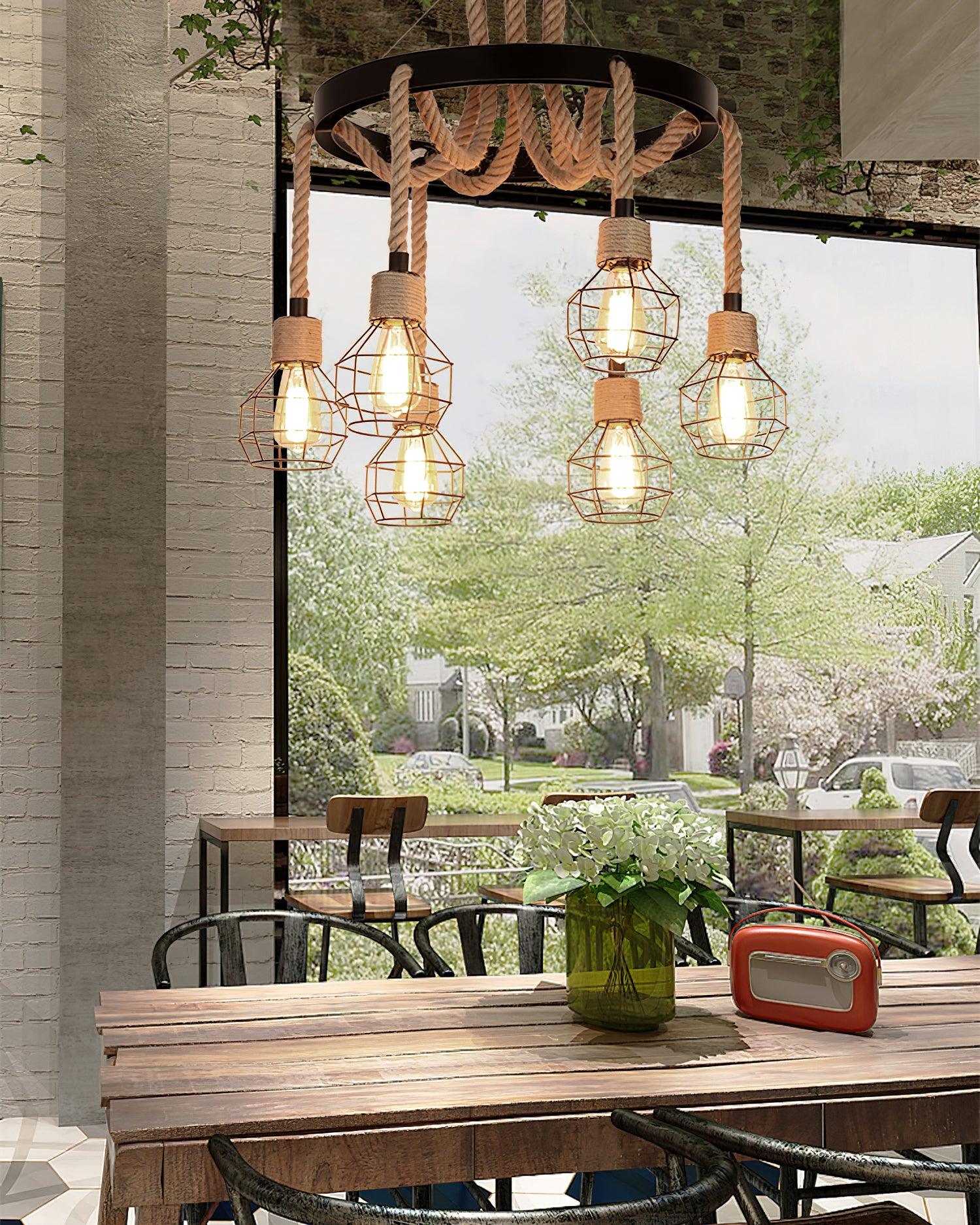 Lustra Lustre en Corde de Chanvre Industriel