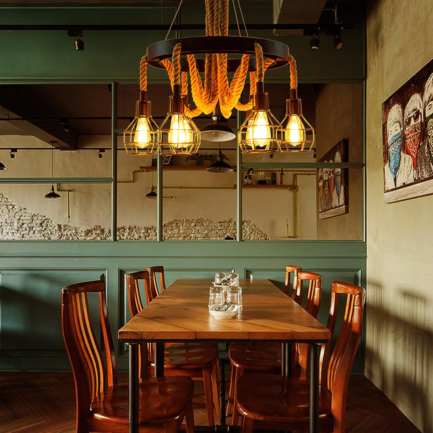 Lustra Lustre en Corde de Chanvre Industriel