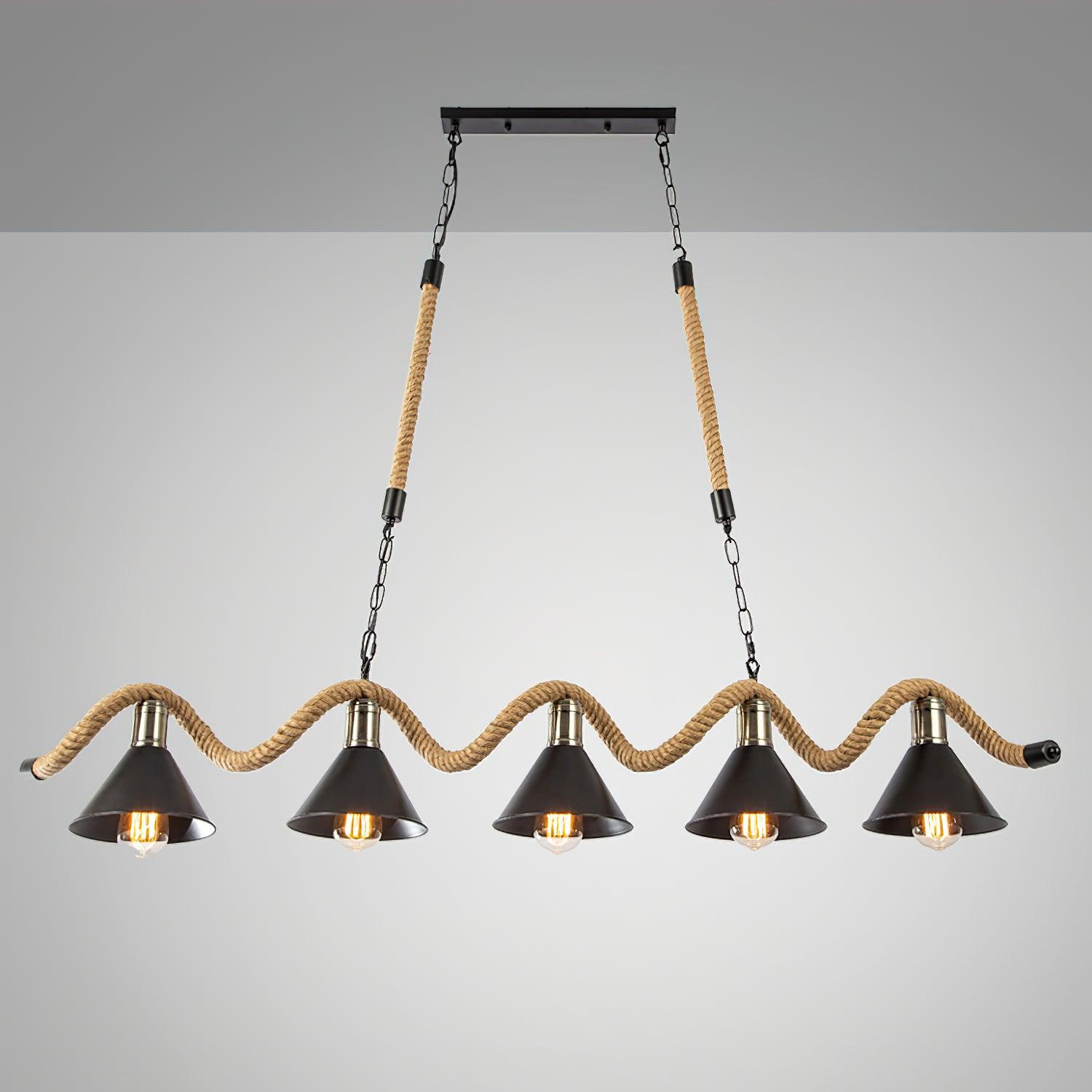 Lustra Suspension Industrielle Vague en Corde de Chanvre