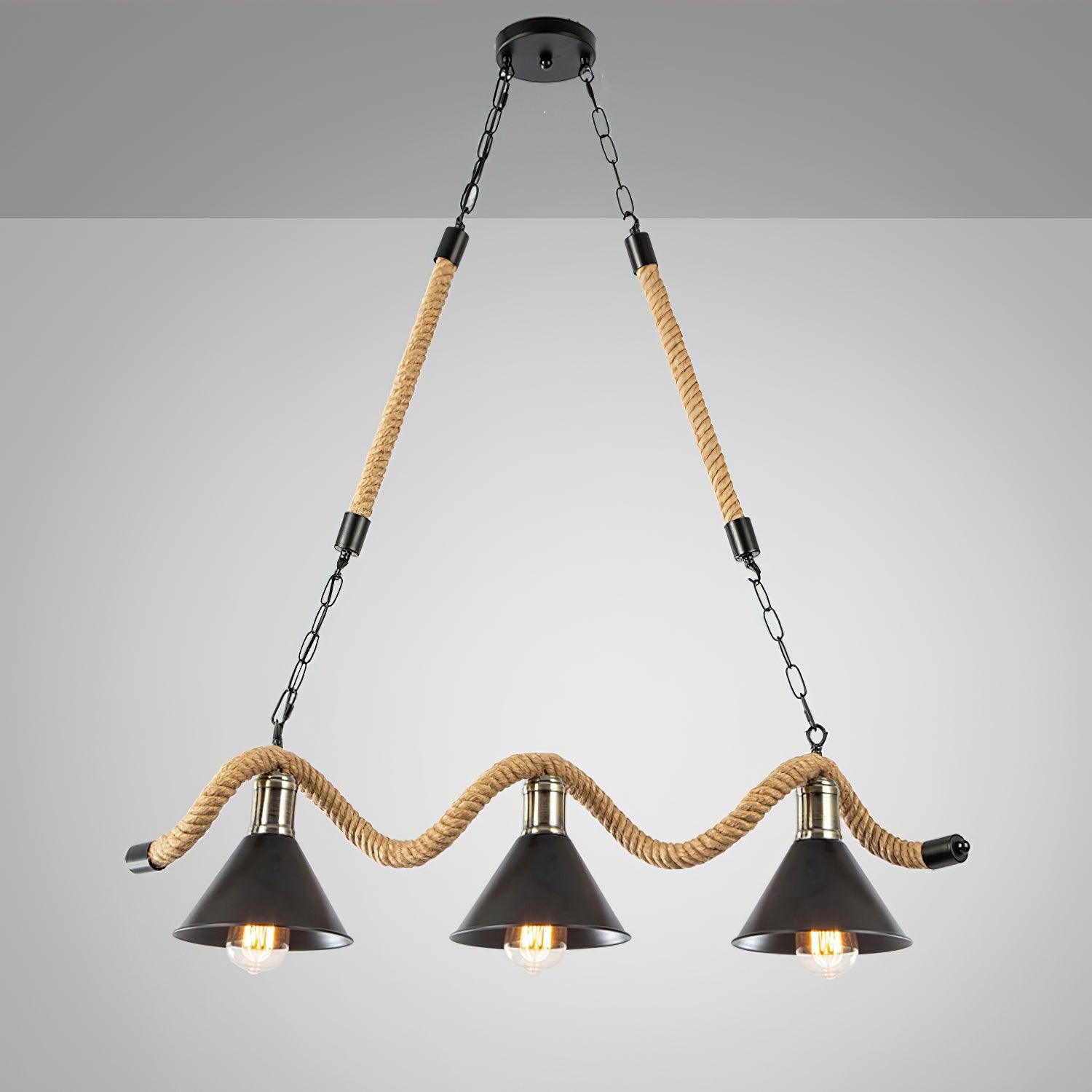 Lustra Suspension Industrielle Vague en Corde de Chanvre