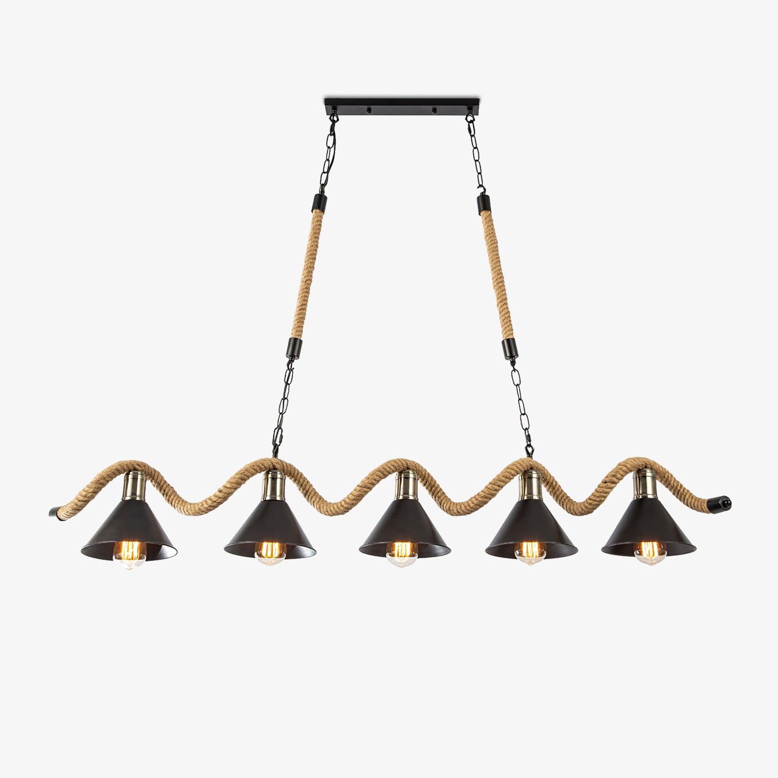 Lustra Suspension Industrielle Vague en Corde de Chanvre
