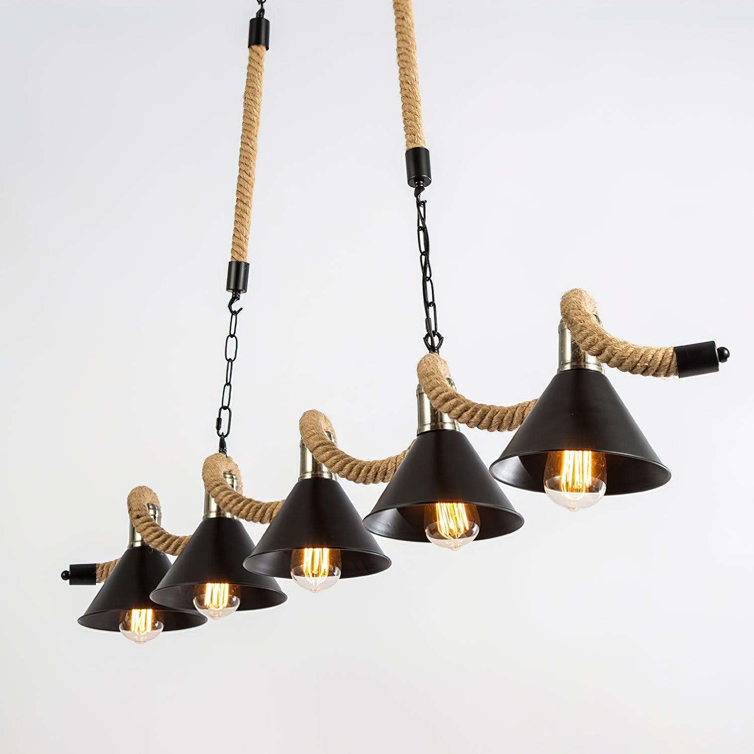 Lustra Suspension Industrielle Vague en Corde de Chanvre