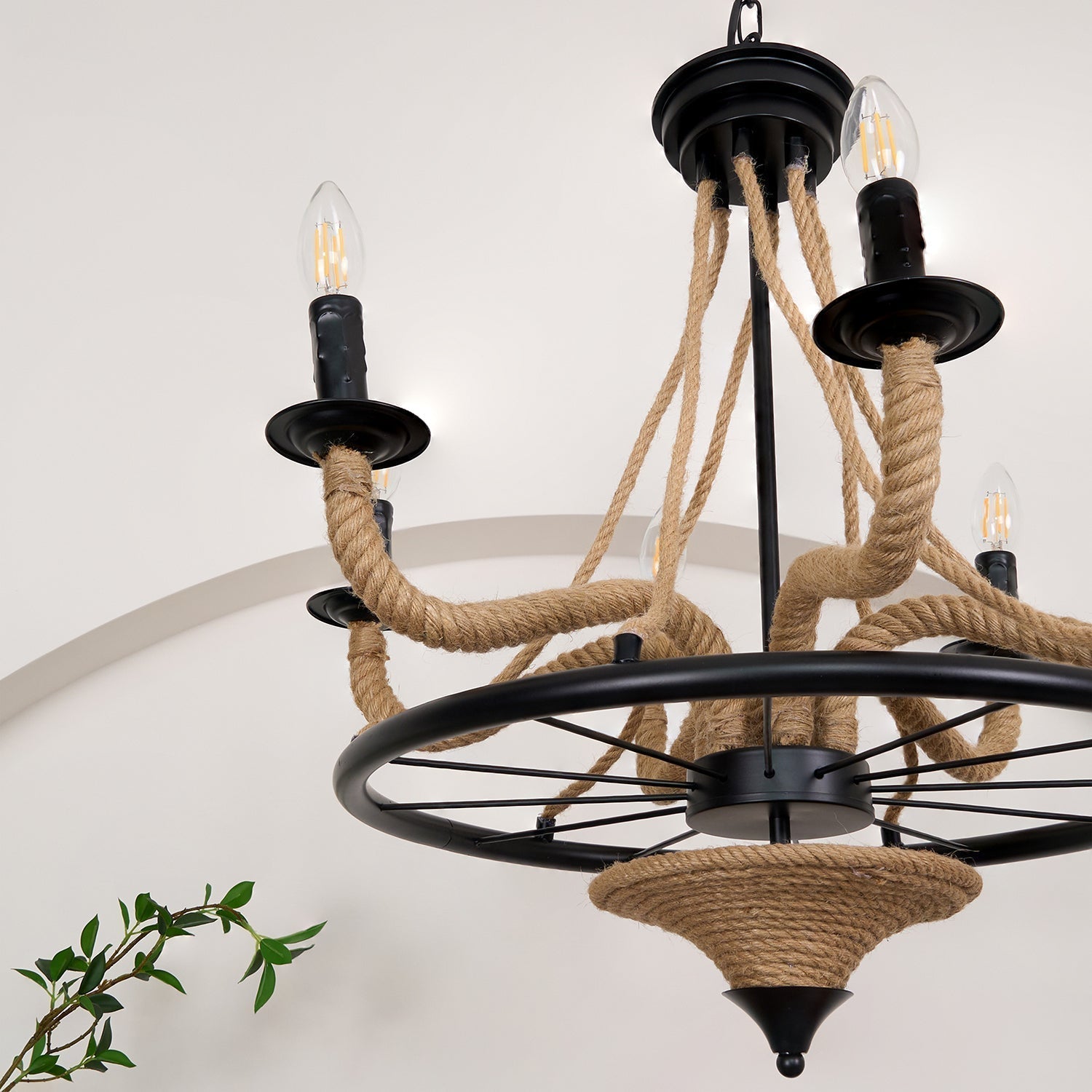Lustra Lustre Grande Roue en Corde de Chanvre