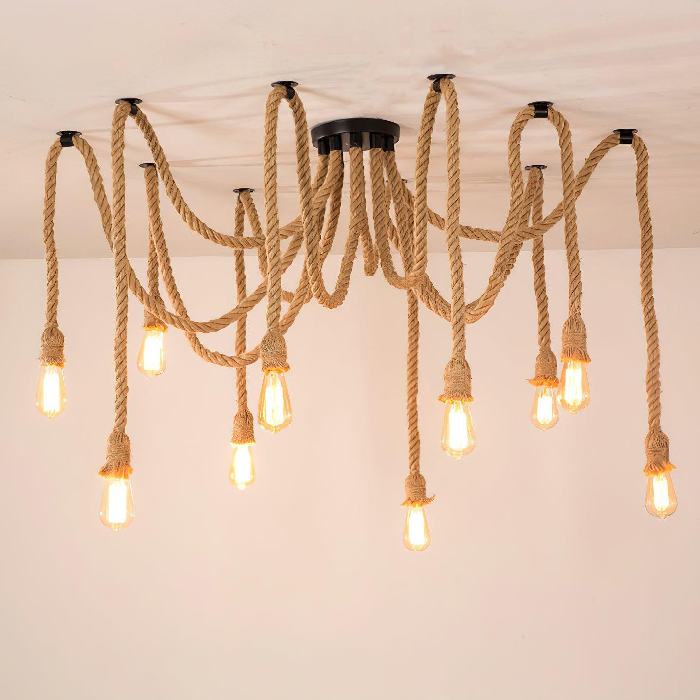 Lustra Lustre Corde de Chanvre Industriel Rétro