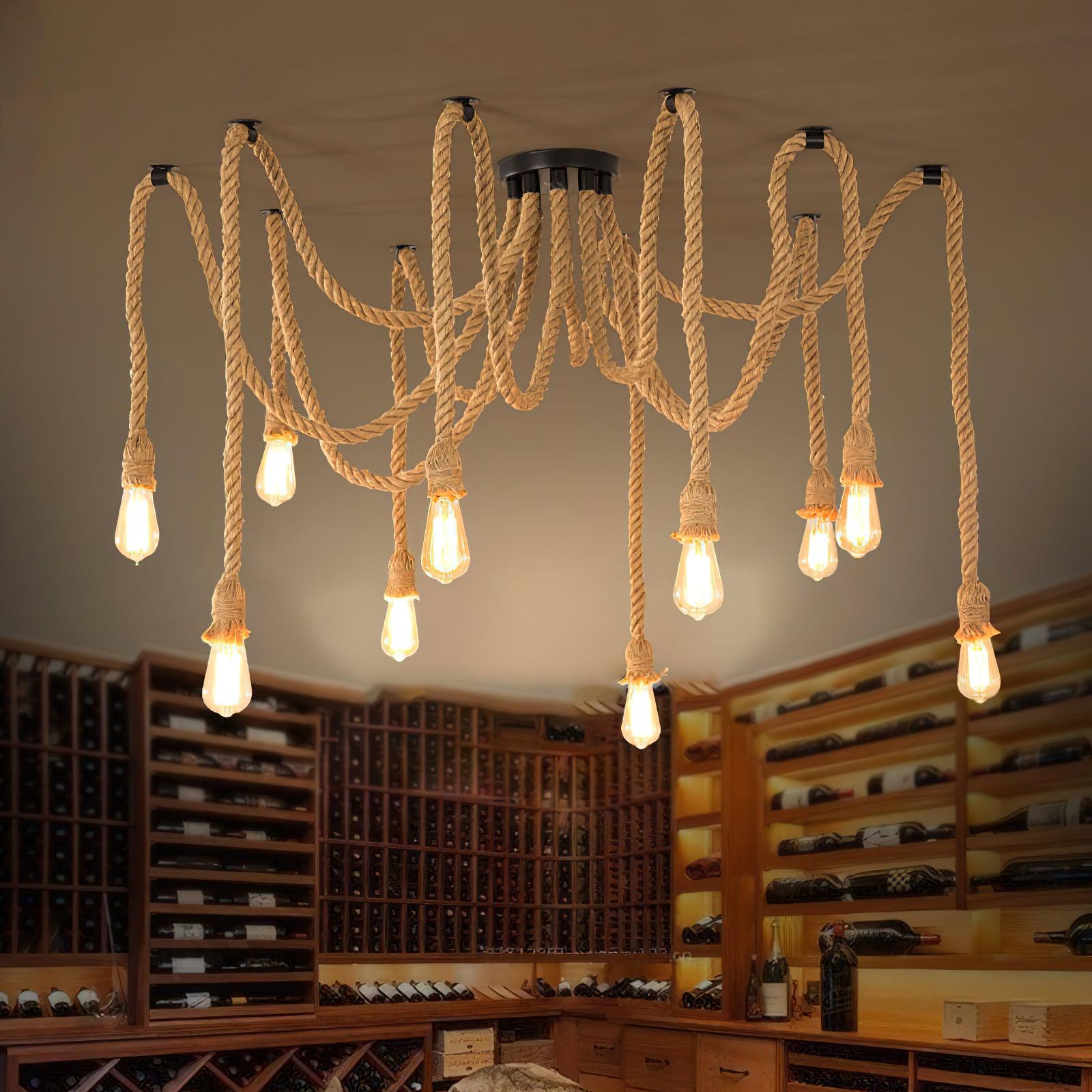 Lustra Lustre Corde de Chanvre Industriel Rétro