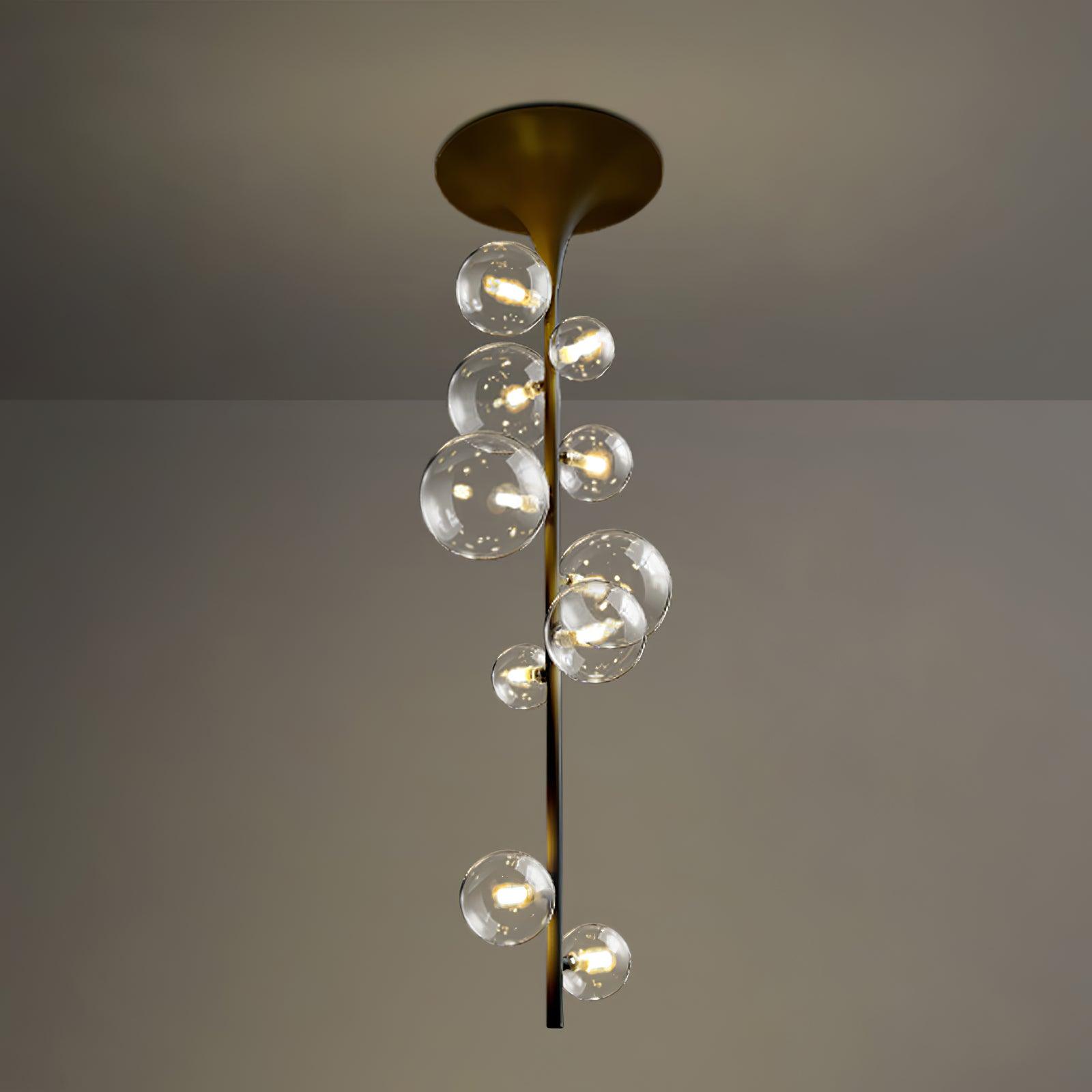 Lustra Suspension Laiton Verre Cascade pour Hallway