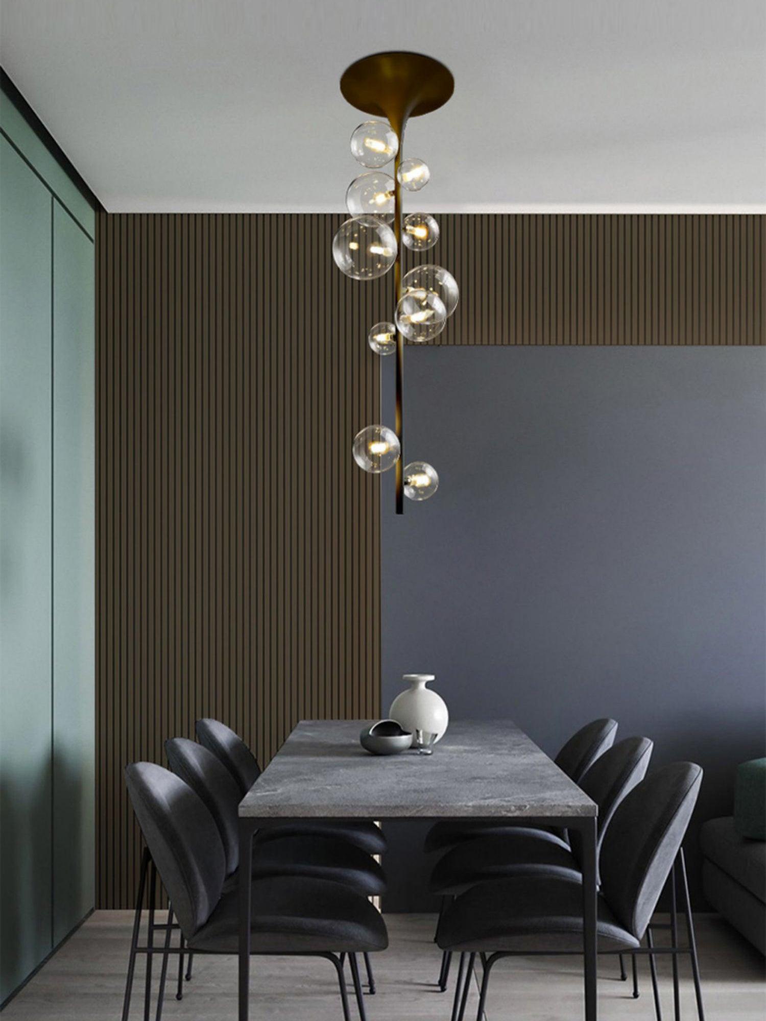 Lustra Suspension Laiton Verre Cascade pour Hallway