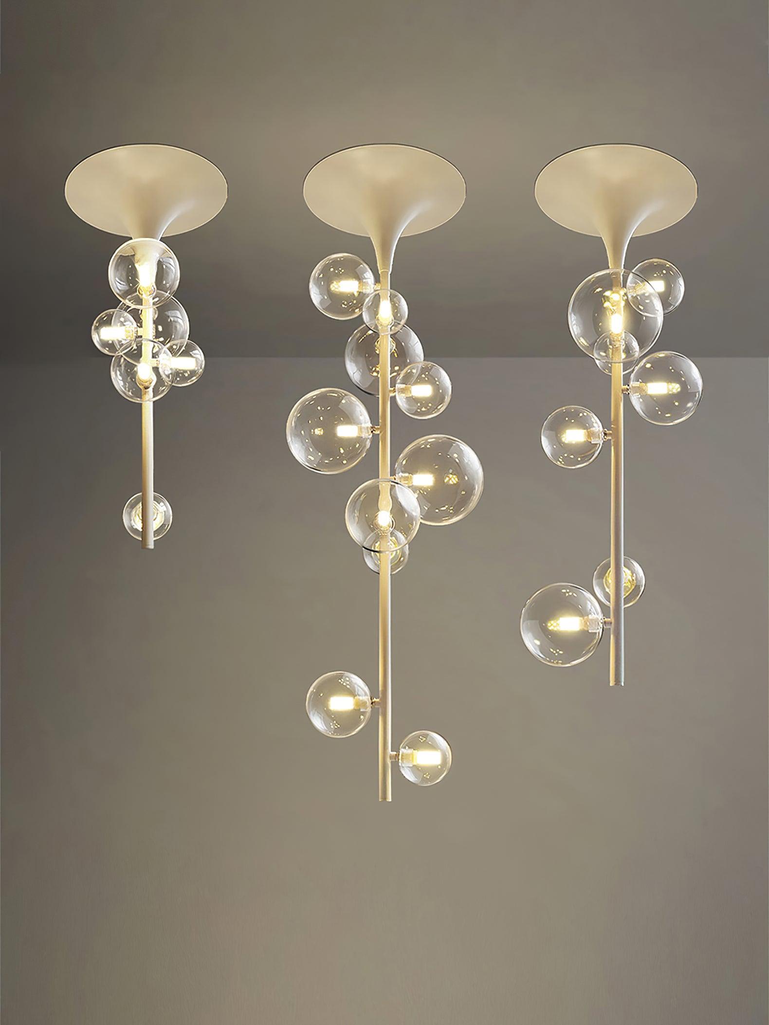 Lustra Suspension Laiton Verre Cascade pour Hallway