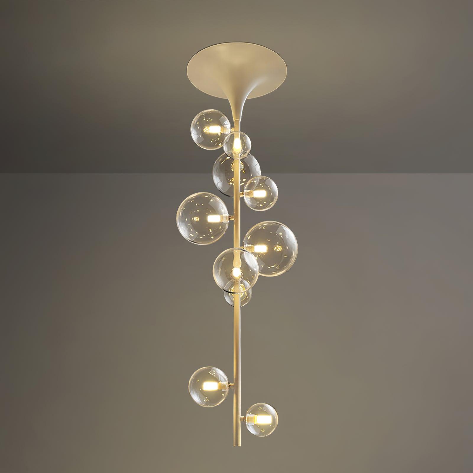 Lustra Suspension Laiton Verre Cascade pour Hallway