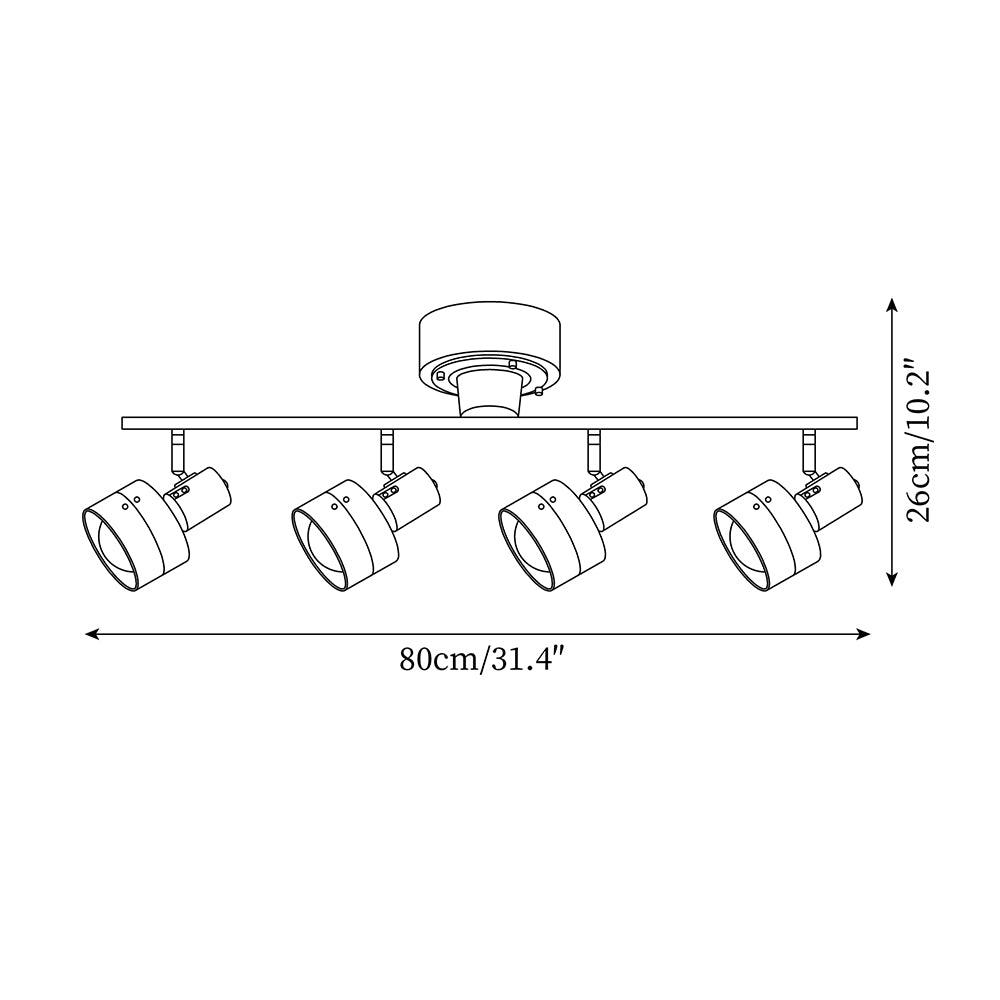 Daven Lustra Projecteur Rail 4-Lumières Ajustable
