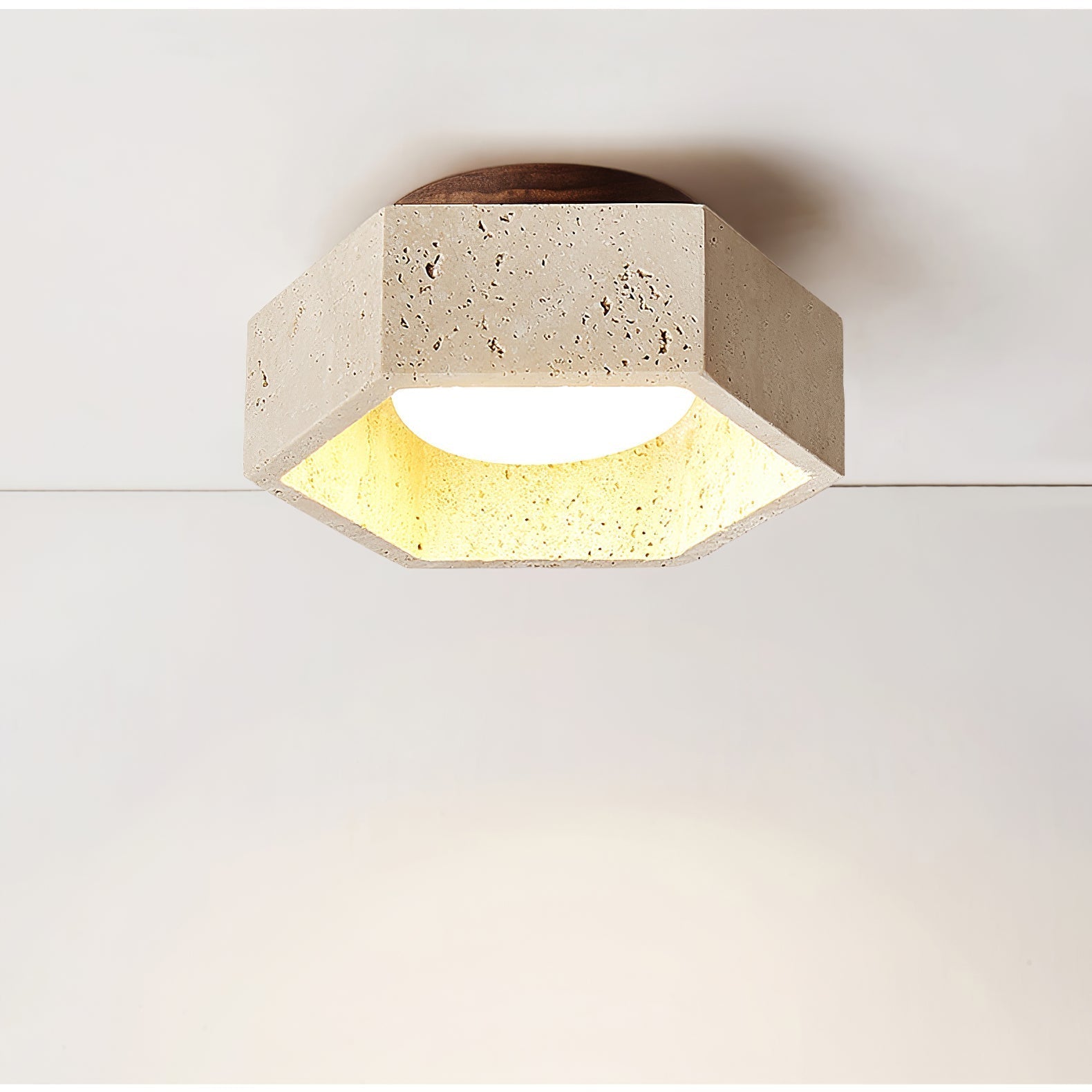 Hexara Lumière de Plafond Hexagonale en Travertin