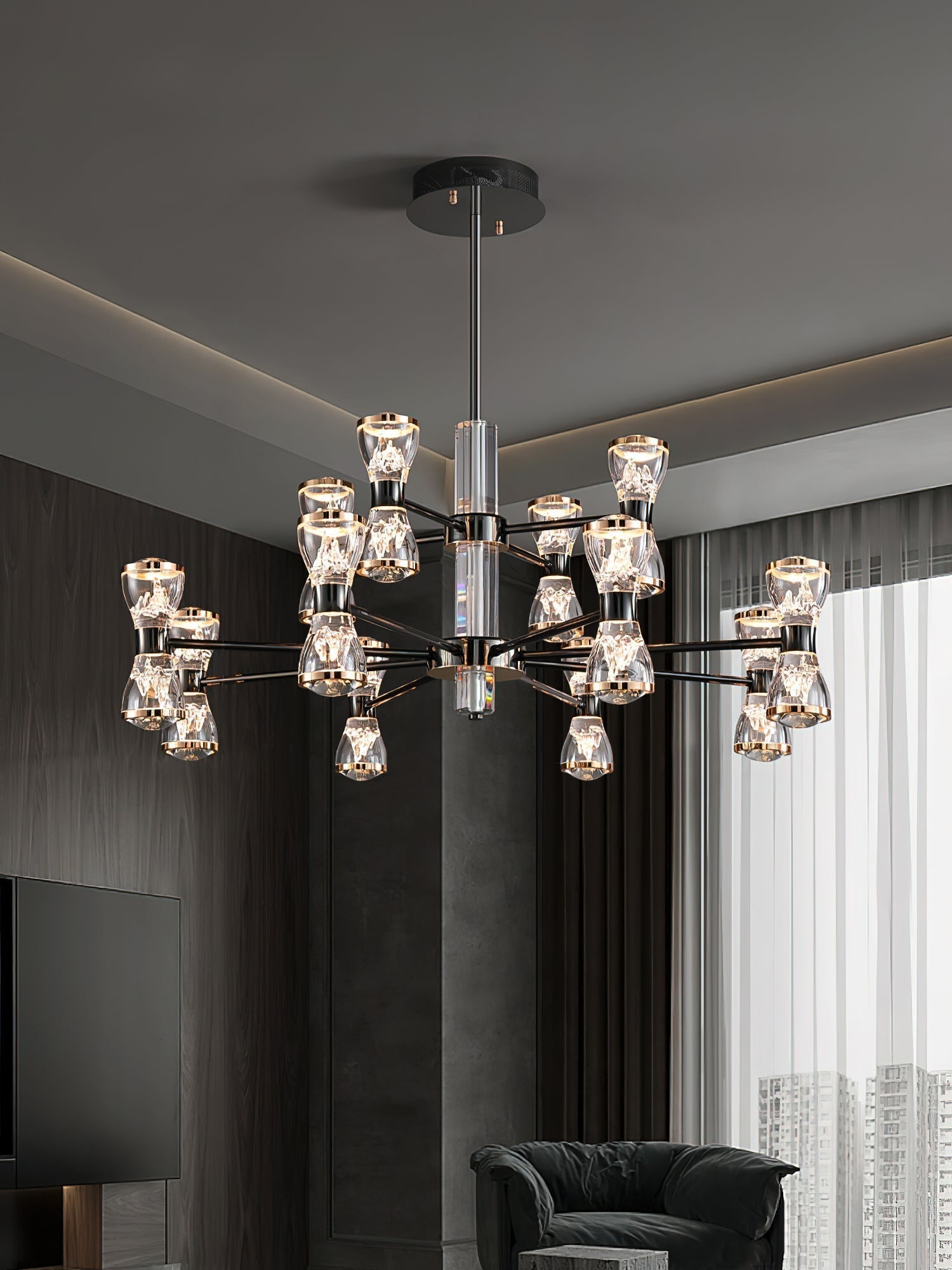 Orvelion Lustre de Luxe Postmoderne en Acrylique et Métal LED en Forme de Nid d'Abeille