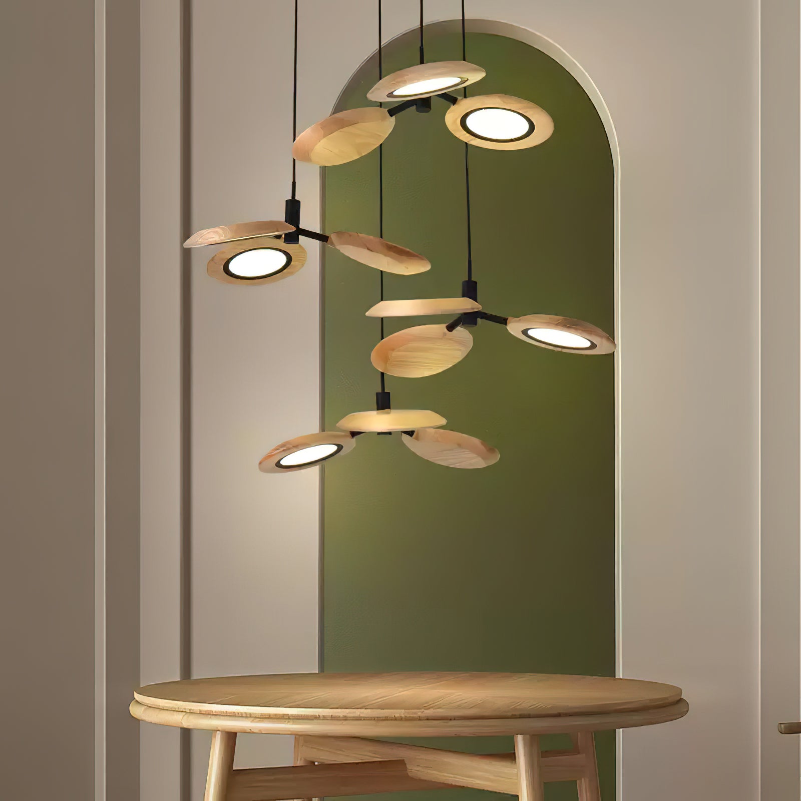 Alnoraris Étagé Bois Pendentif Lumière