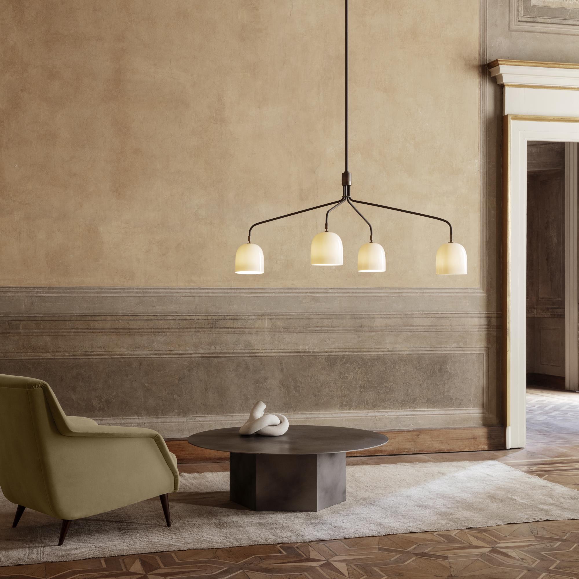 Lustra Lustre Noir en Laiton Industriel