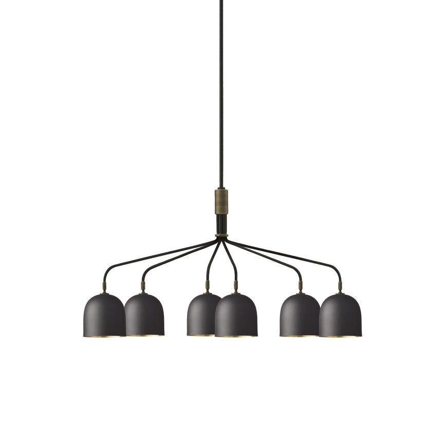 Lustra Lustre Noir en Laiton Industriel