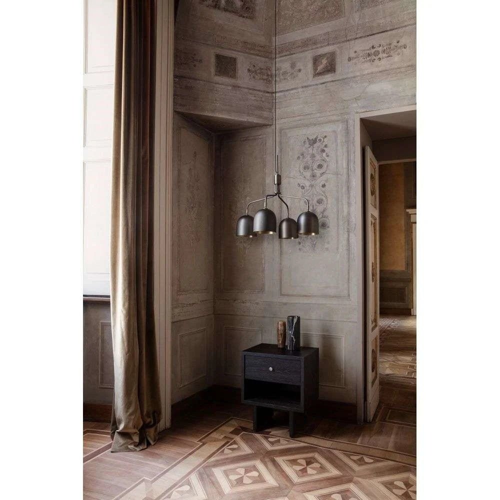 Lustra Lustre Noir en Laiton Industriel
