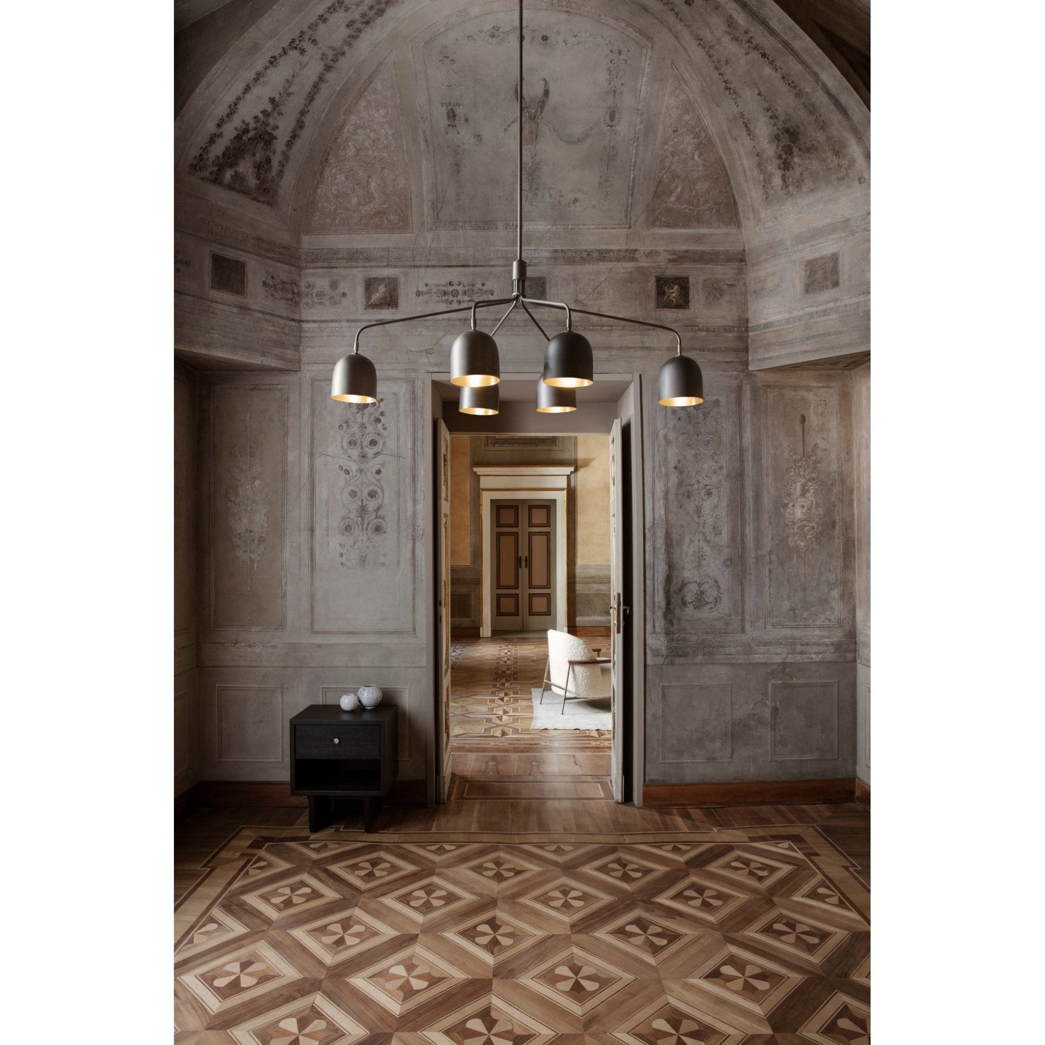 Lustra Lustre Noir en Laiton Industriel