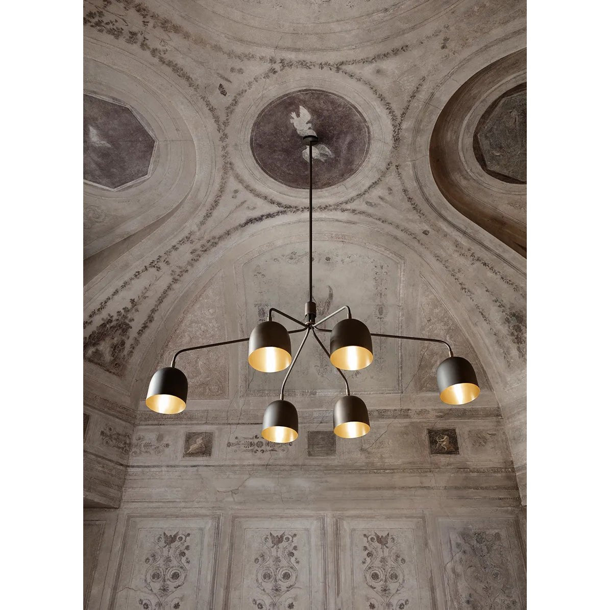 Lustra Lustre Noir en Laiton Industriel