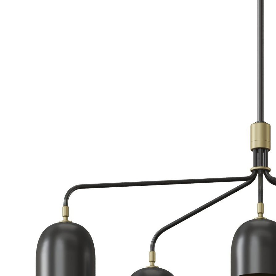 Lustra Lustre Noir en Laiton Industriel