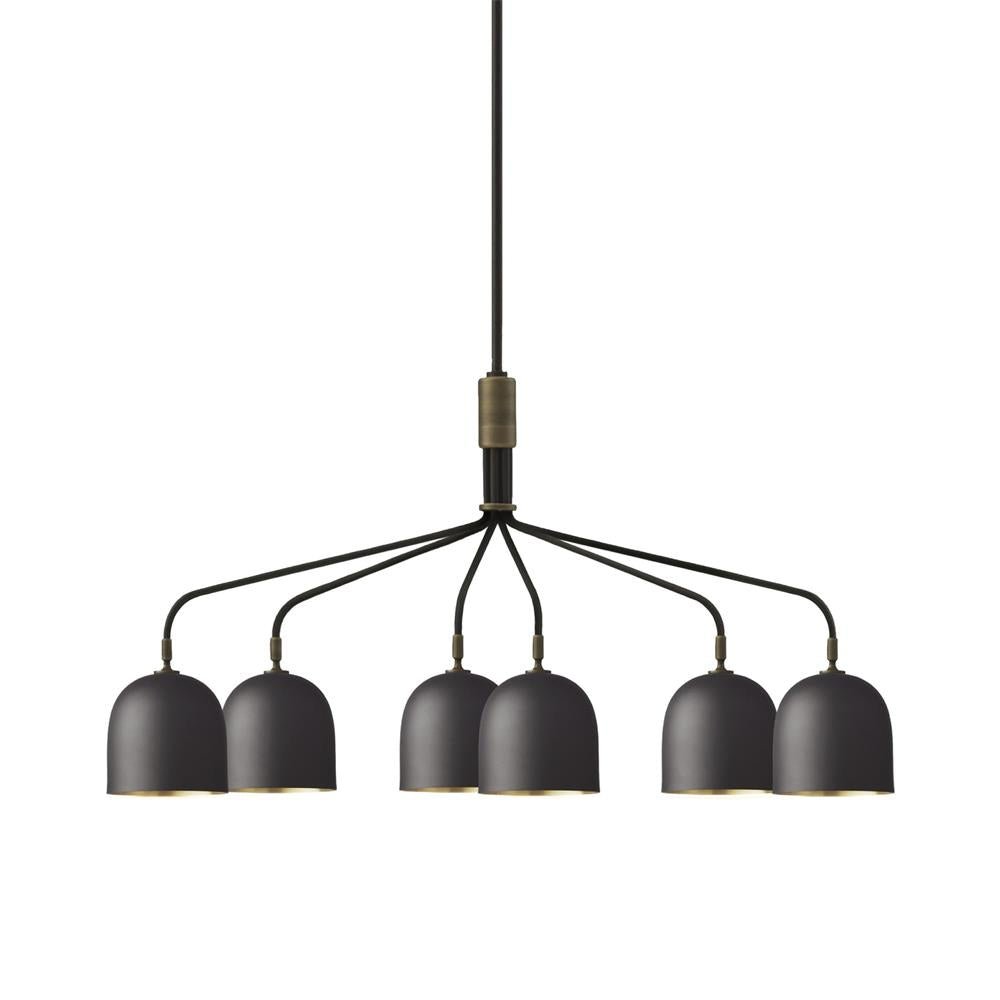 Lustra Lustre Noir en Laiton Industriel