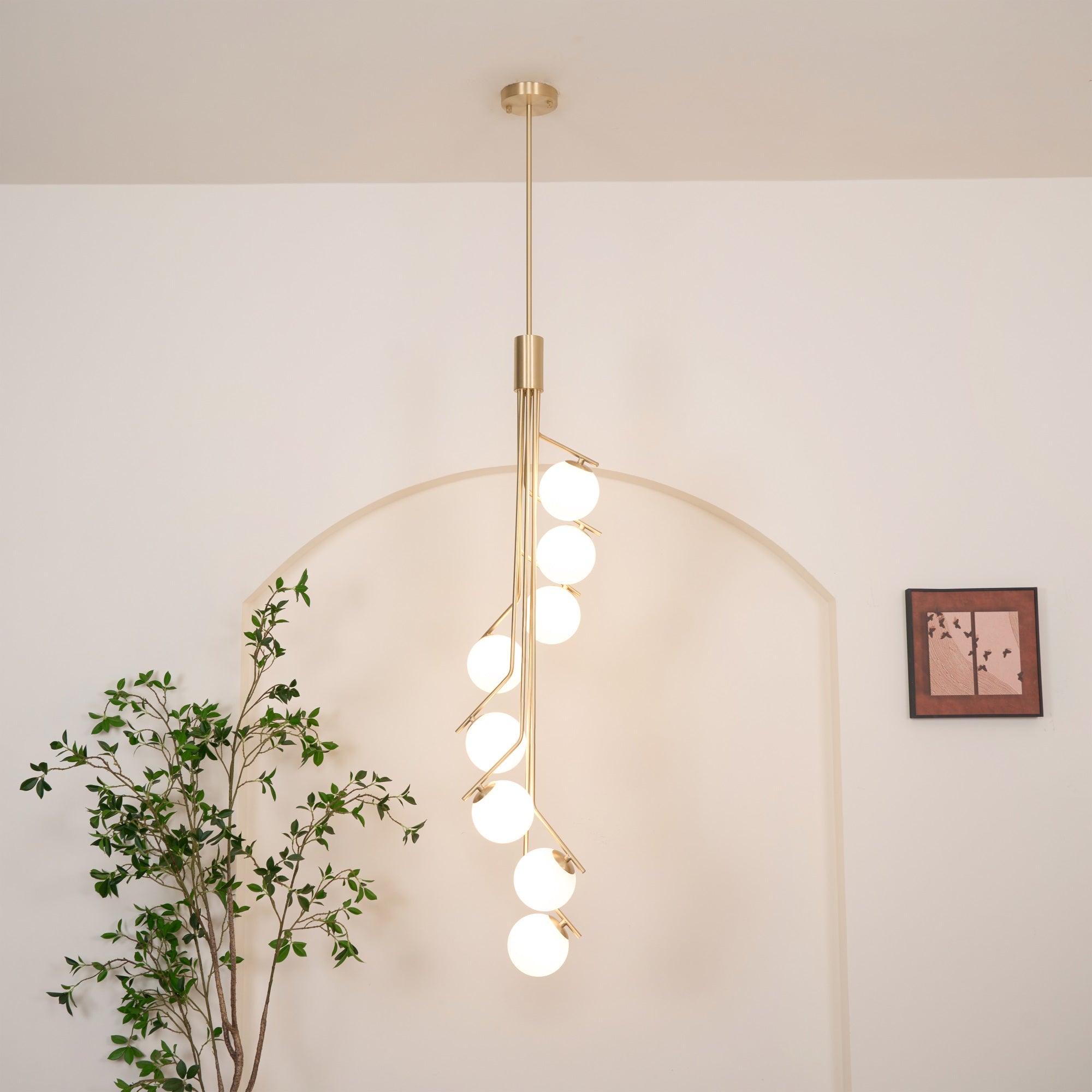 Lustra Lustre Doré Branche Globe LED