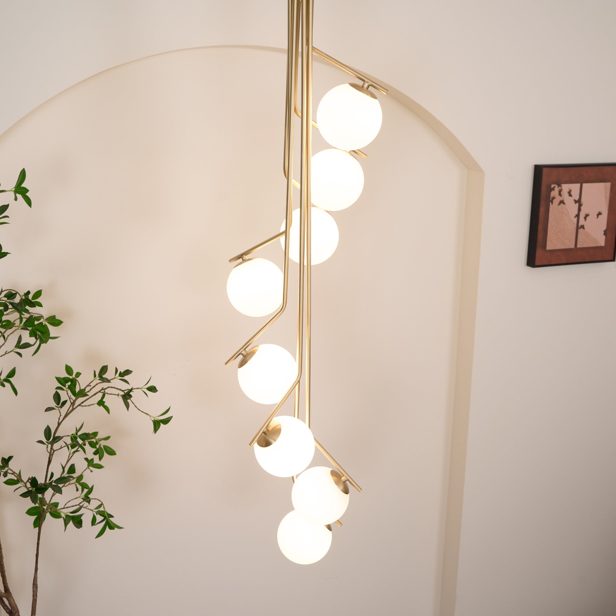 Lustra Lustre Doré Branche Globe LED
