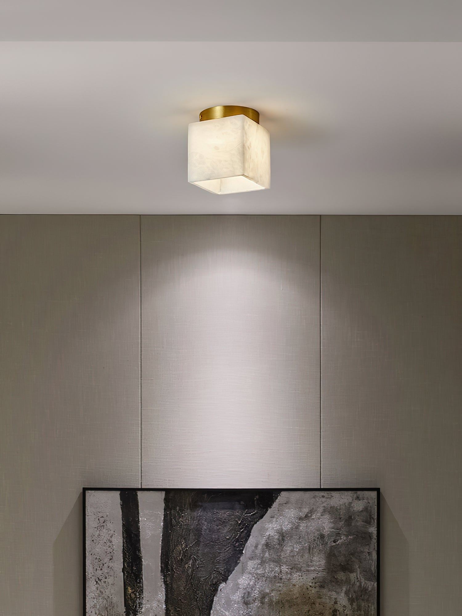 Usilia Lampe Plafonnier Laiton Albâtre Minimaliste Moderne