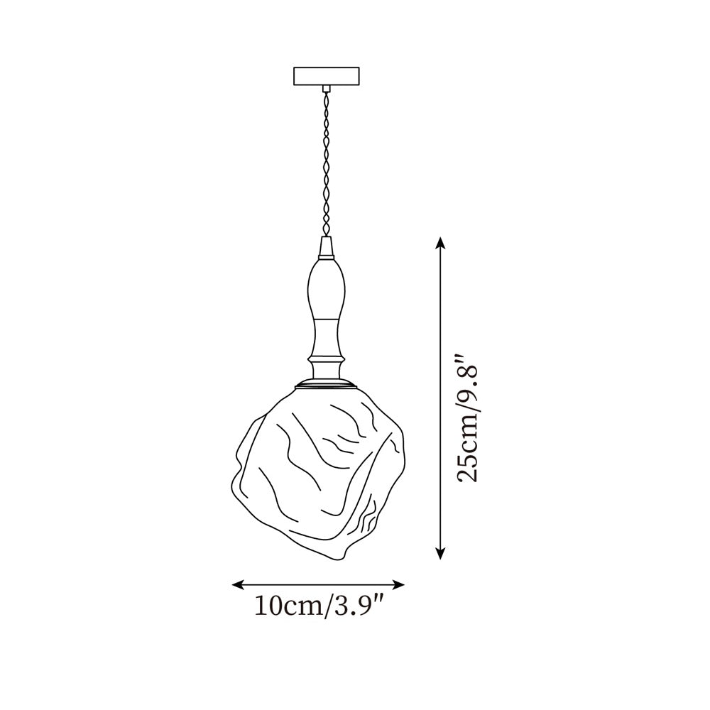 Virelli Suspension Bois de Noyer Abat-jour Cube en Verre Sculptural Chic
