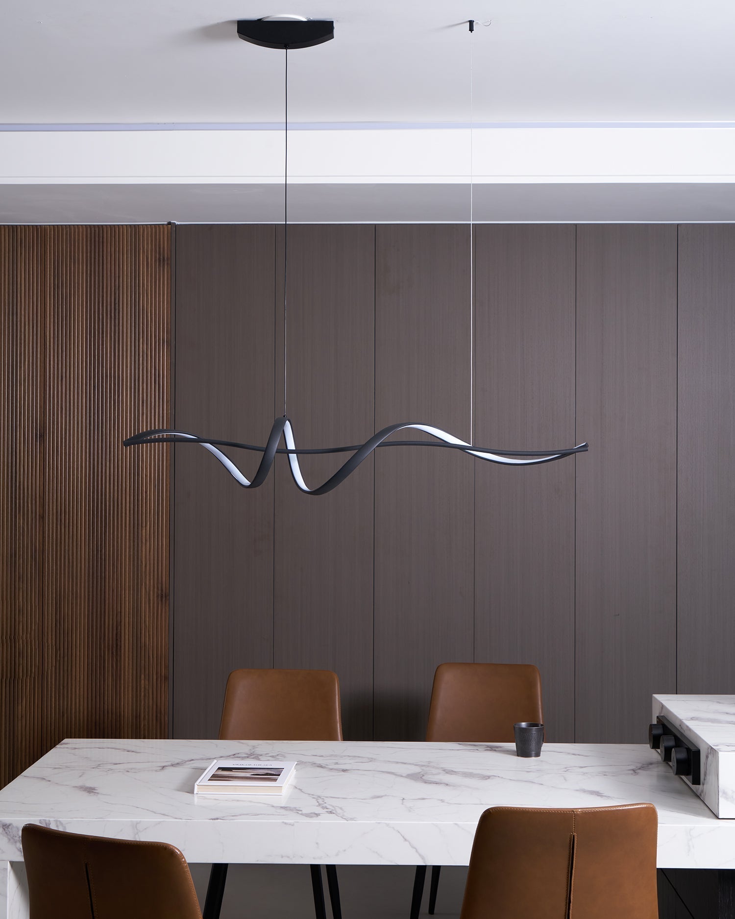 Aveline Suspension moderne LED Wave noire