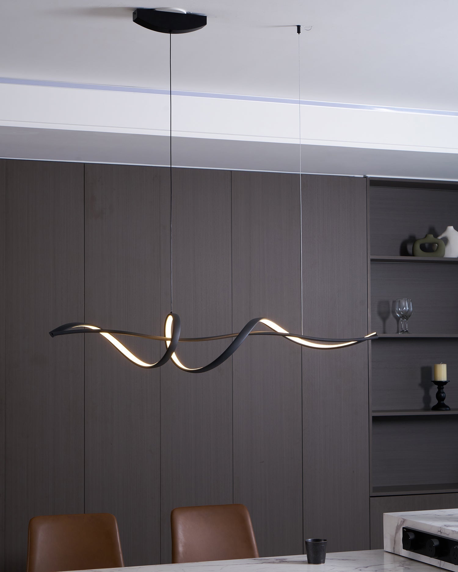 Aveline Suspension moderne LED Wave noire