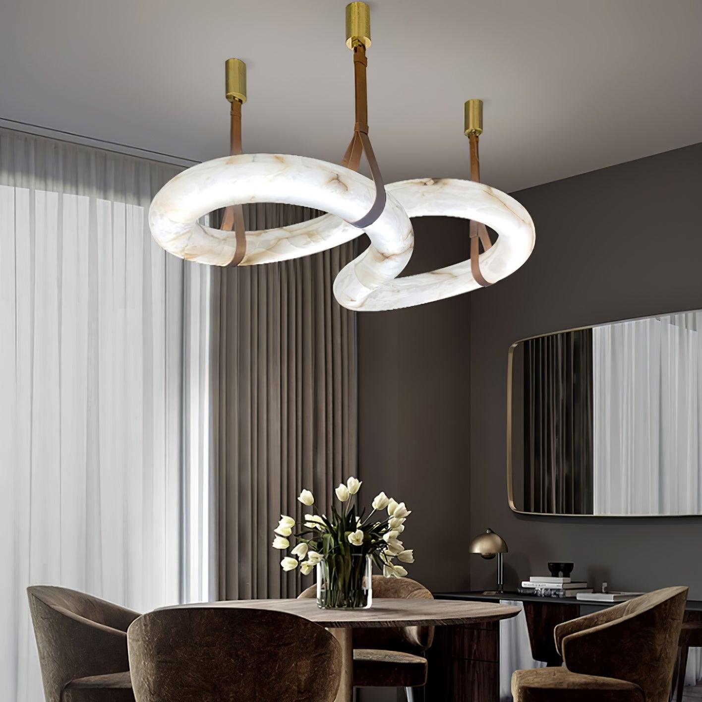 Luste Lampe Suspendue À Boucle Fermée en Albâtre
