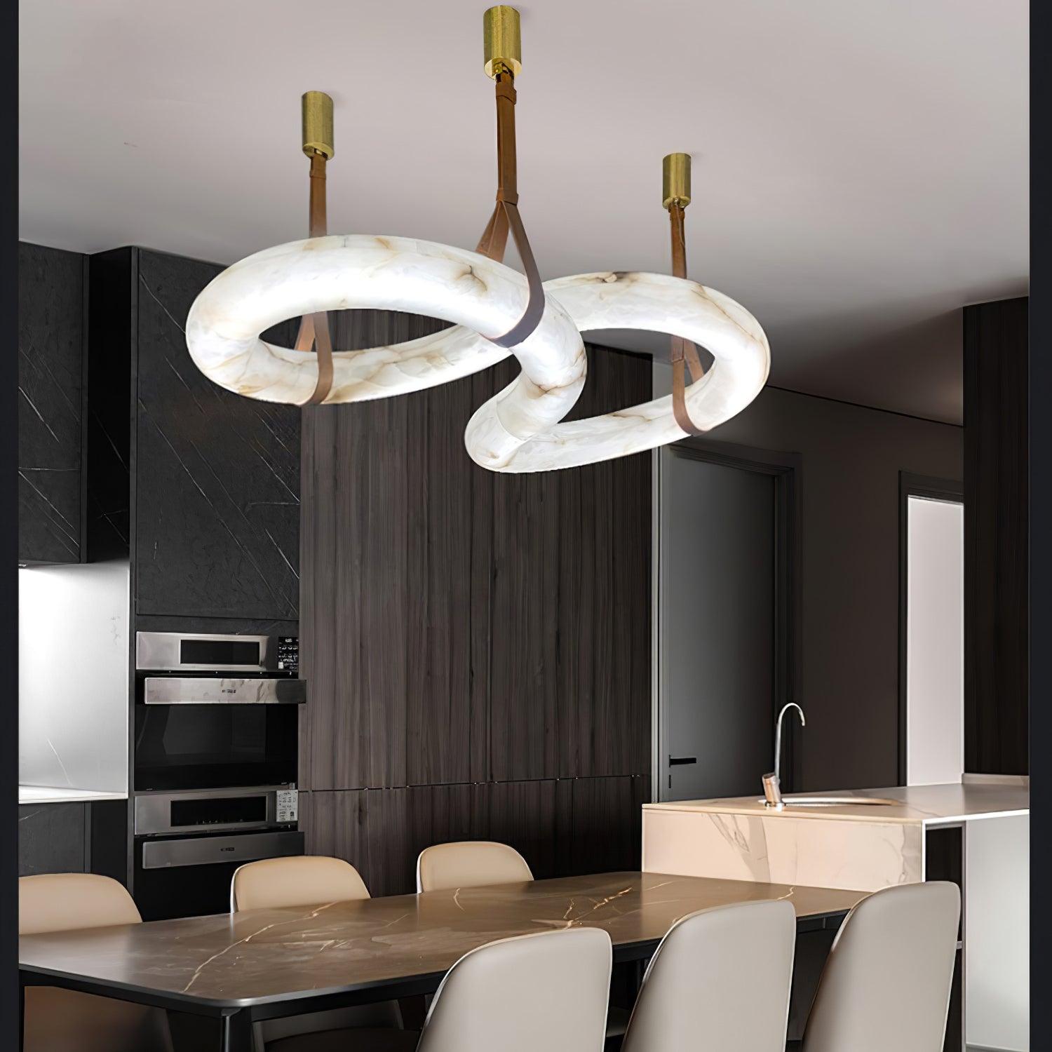Luste Lampe Suspendue À Boucle Fermée en Albâtre