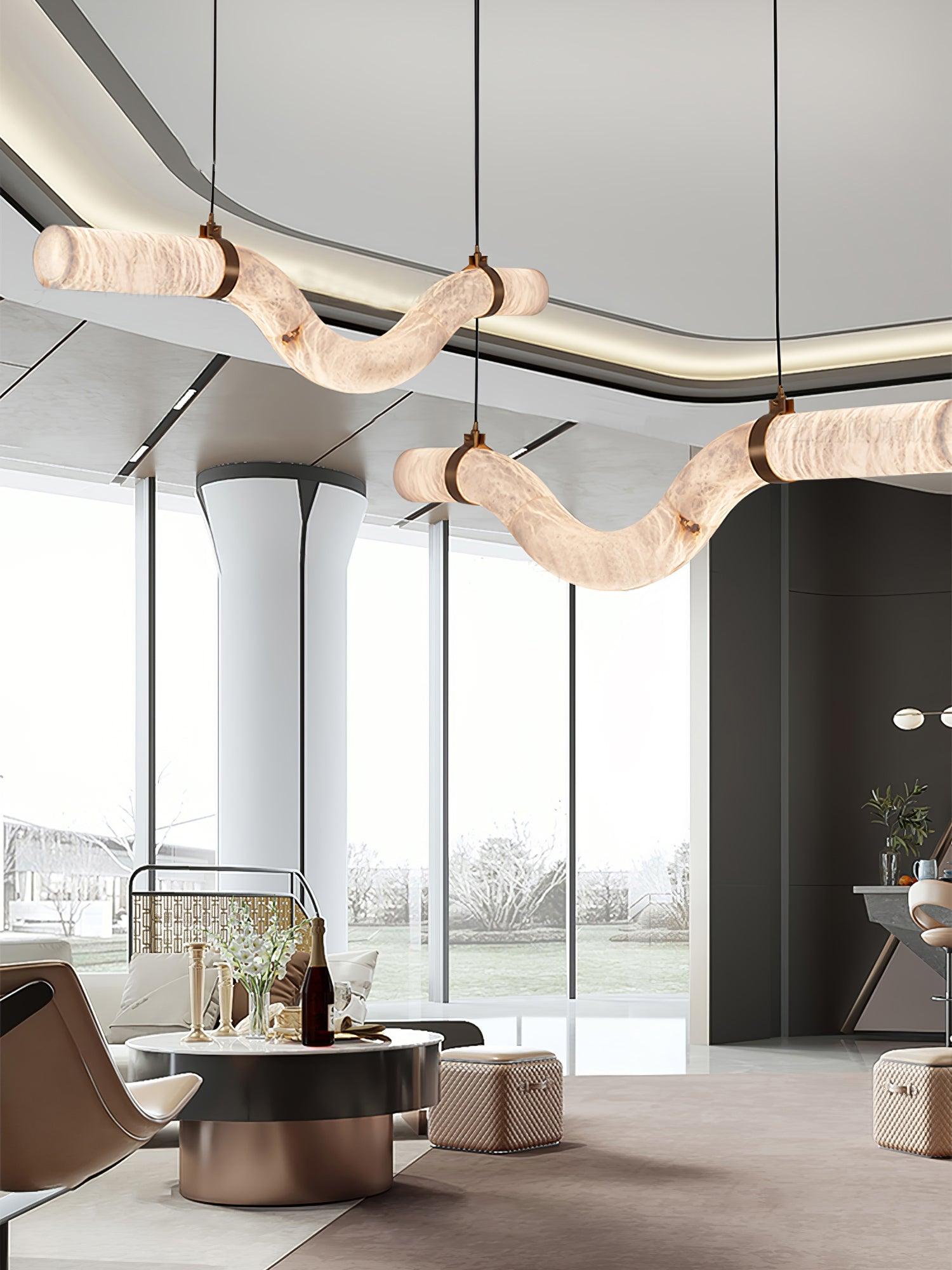 Luste Lampe Suspendue À Boucle Fermée en Albâtre