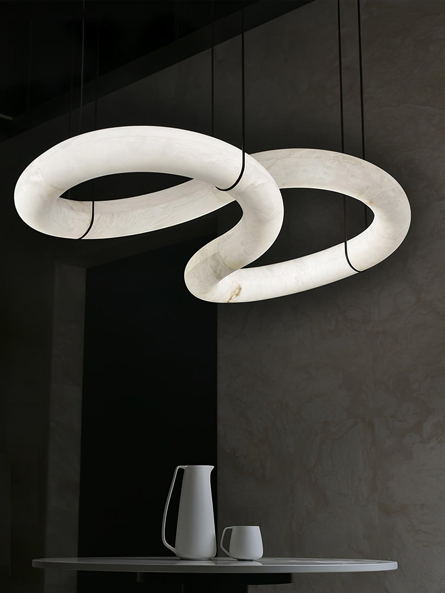 Luste Lampe Suspendue À Boucle Fermée en Albâtre