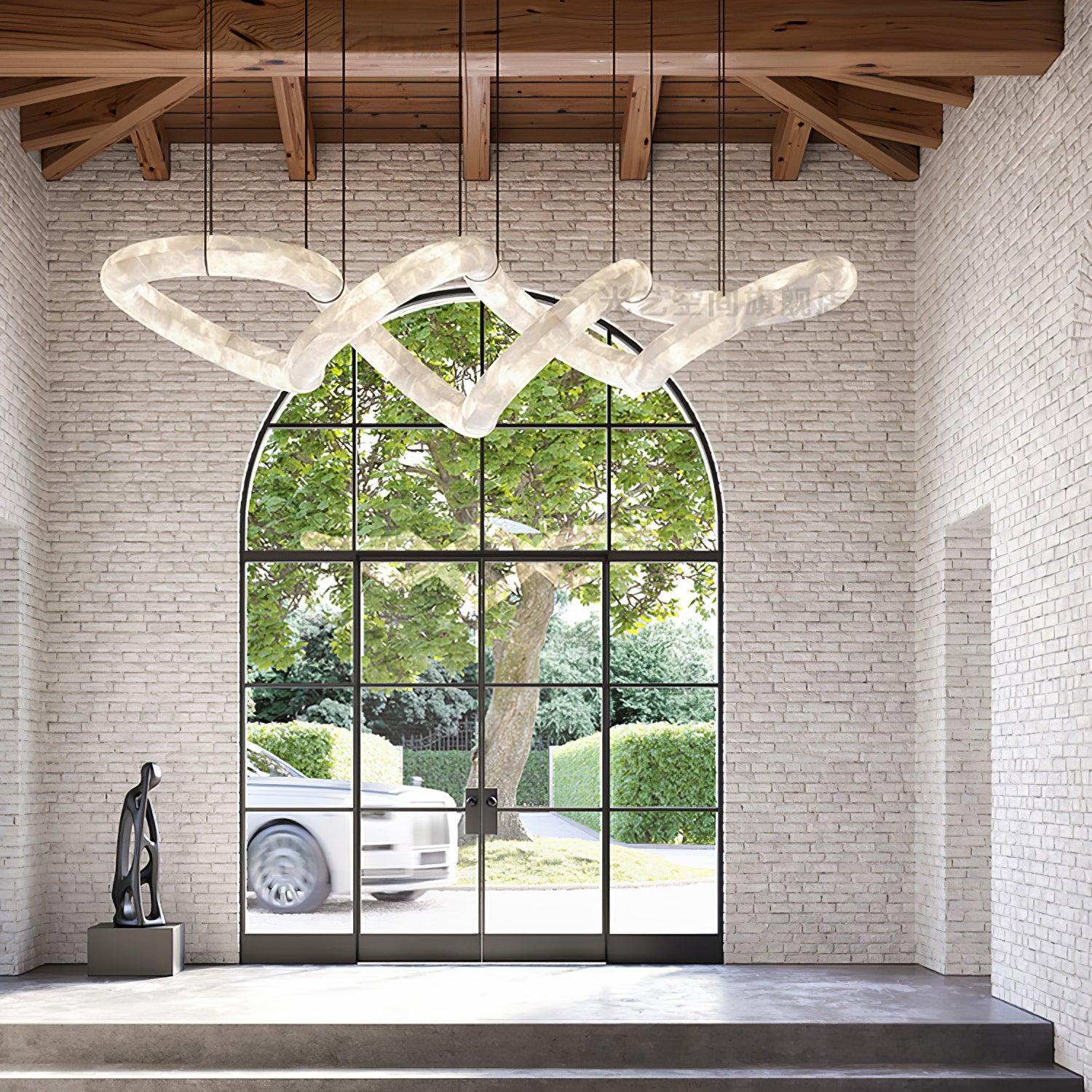 Luste Lampe Suspendue À Boucle Fermée en Albâtre