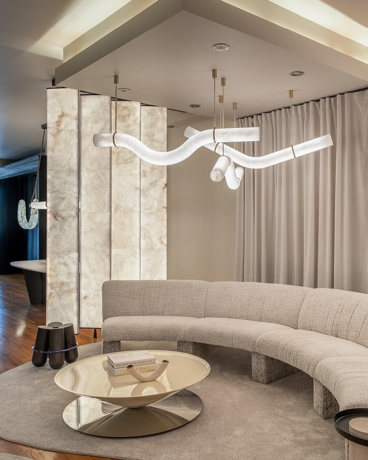 Luste Lampe Suspendue À Boucle Fermée en Albâtre
