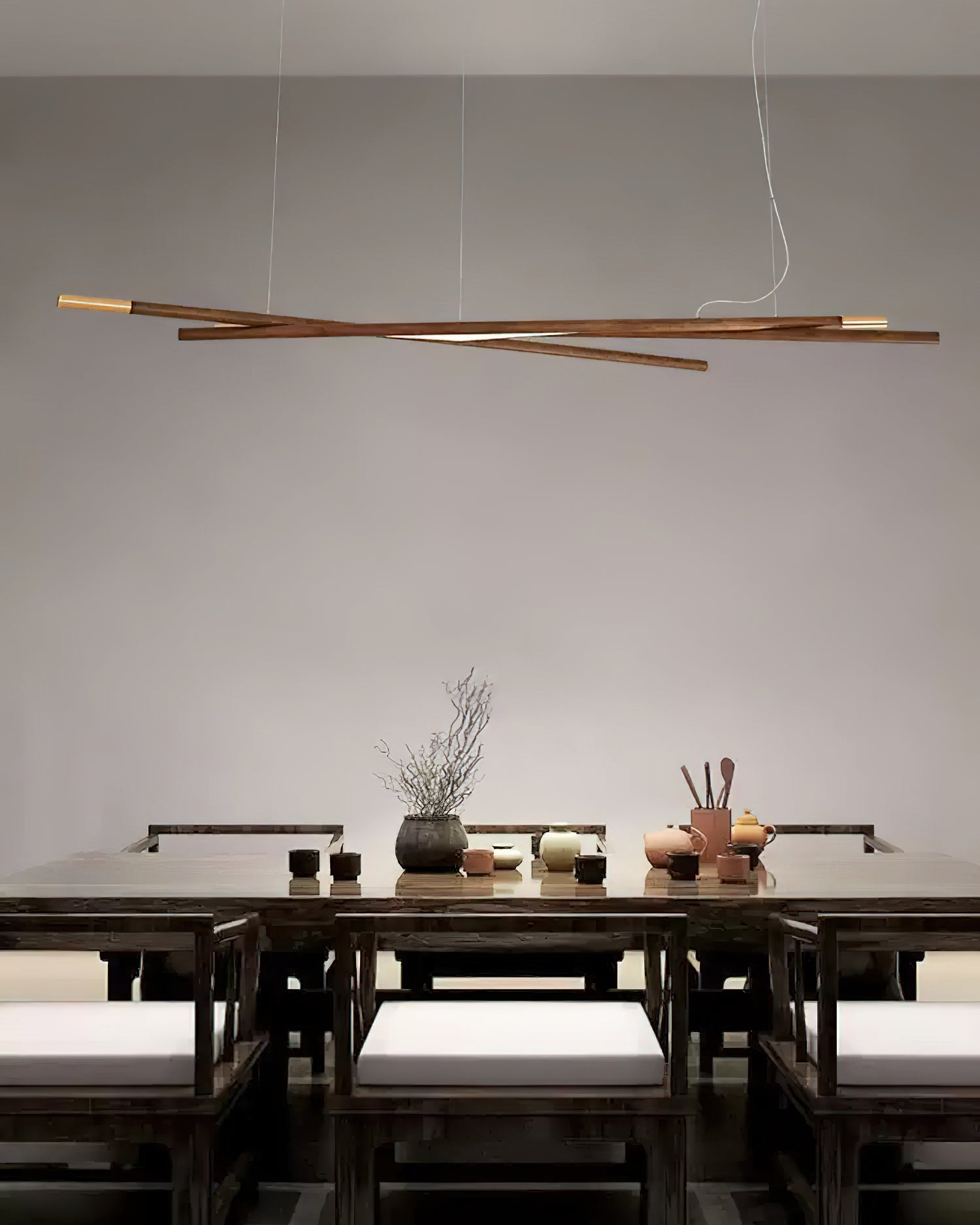 Aurora Lustre Bois Linéaire LED