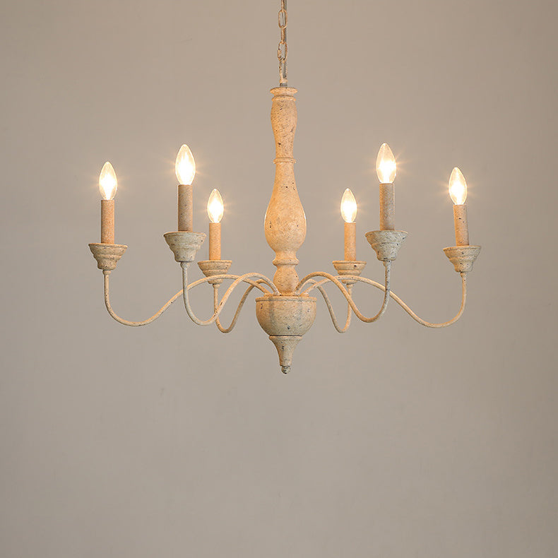 Eurloryra Lustre Bougie Sculpté à la Main Bois Vintage