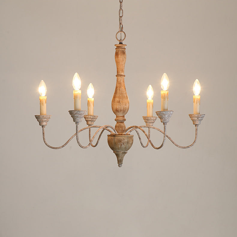 Eurloryra Lustre Bougie Sculpté à la Main Bois Vintage