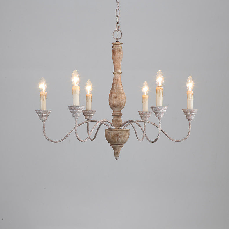 Eurloryra Lustre Bougie Sculpté à la Main Bois Vintage