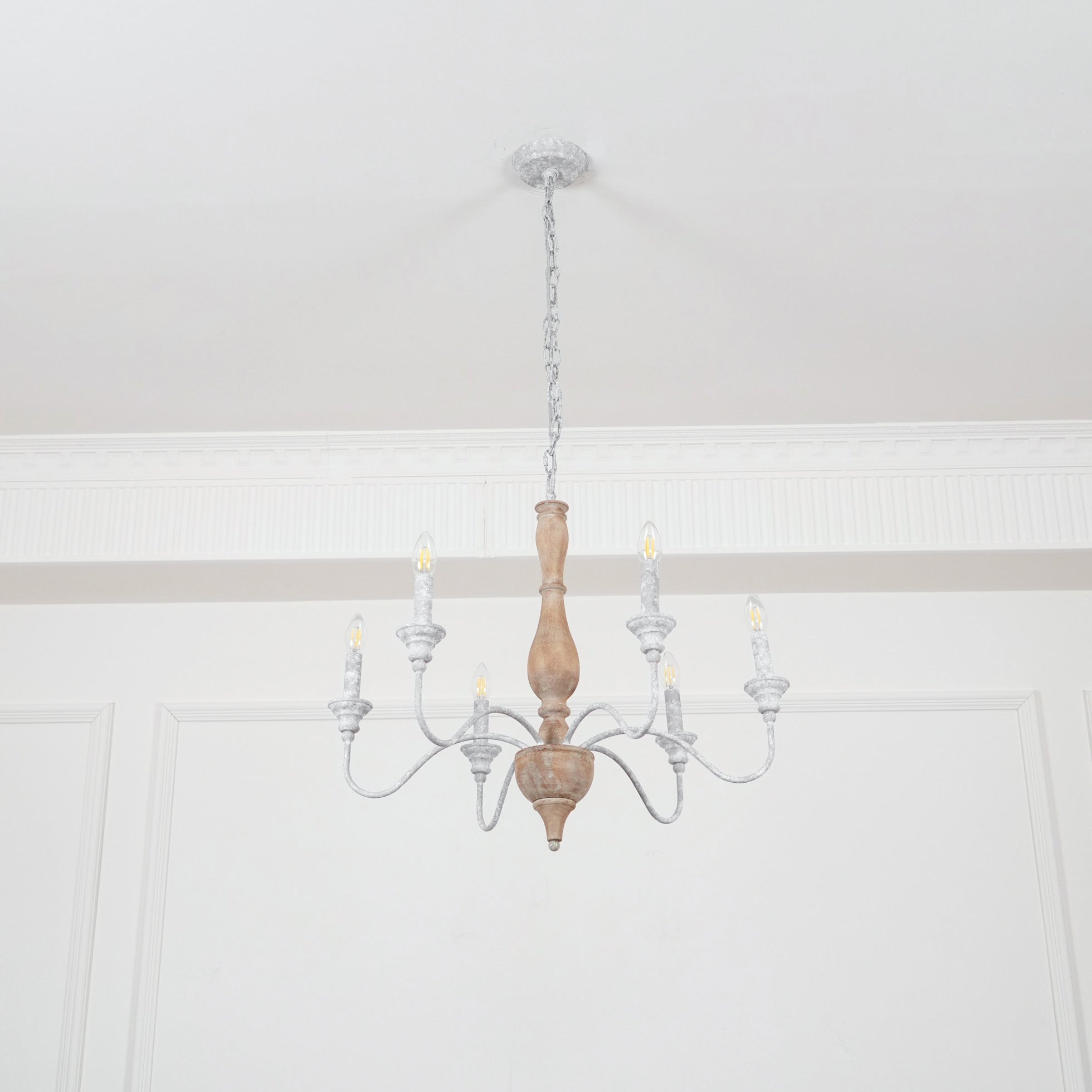 Eurloryra Lustre Bougie Sculpté à la Main Bois Vintage