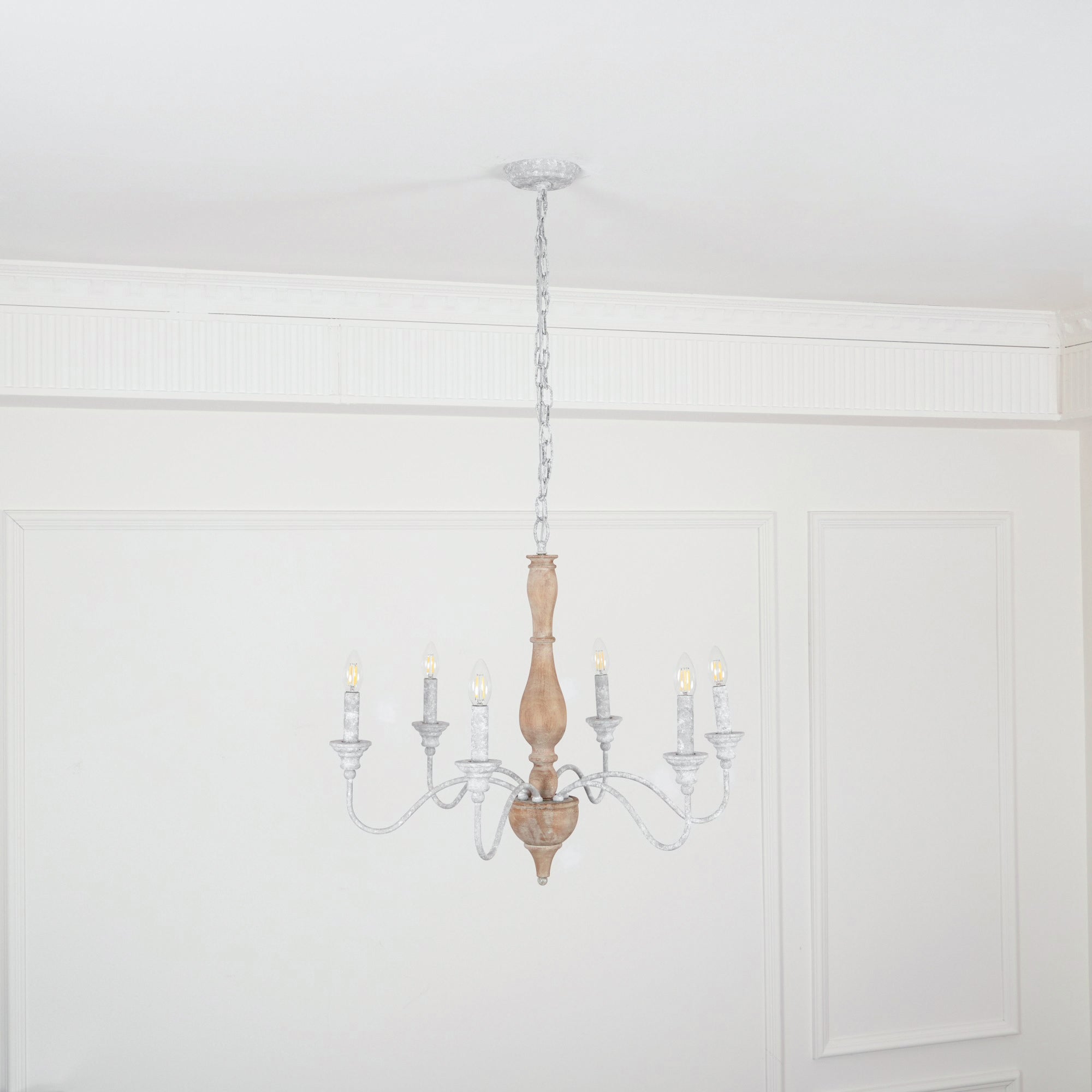 Eurloryra Lustre Bougie Sculpté à la Main Bois Vintage