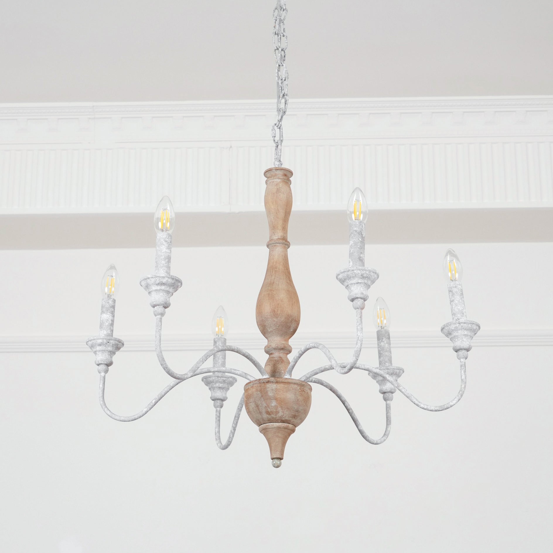 Eurloryra Lustre Bougie Sculpté à la Main Bois Vintage