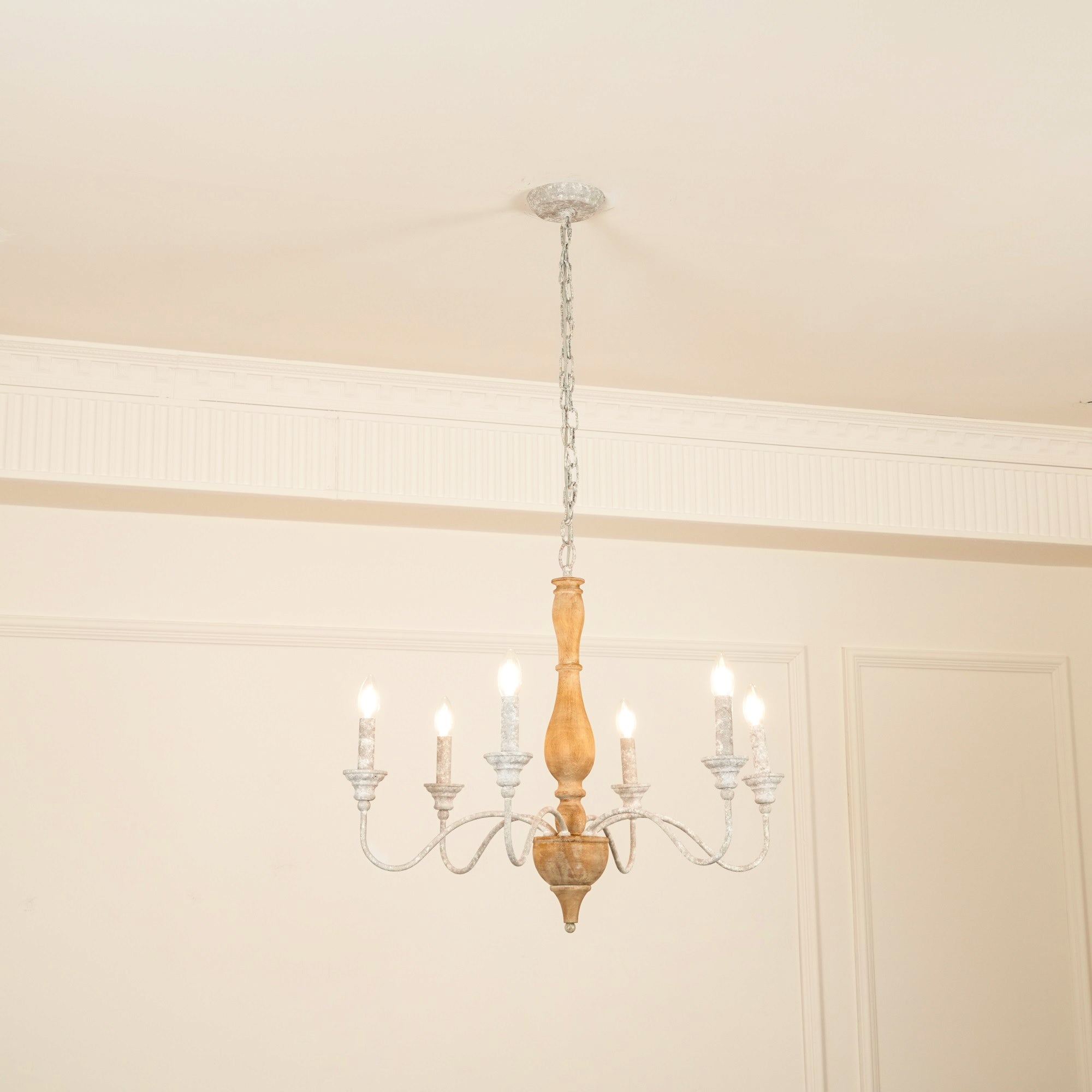 Eurloryra Lustre Bougie Sculpté à la Main Bois Vintage