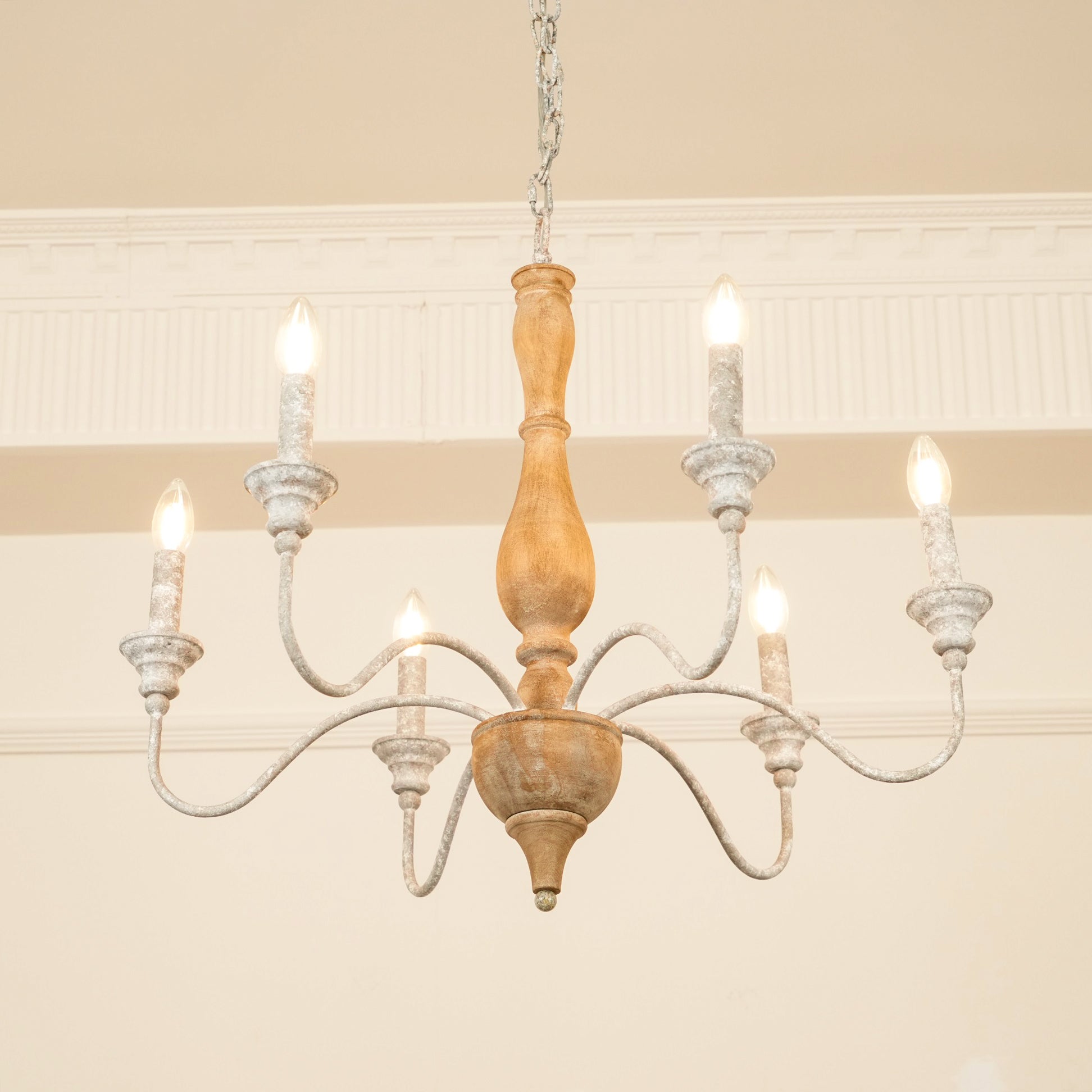 Eurloryra Lustre Bougie Sculpté à la Main Bois Vintage