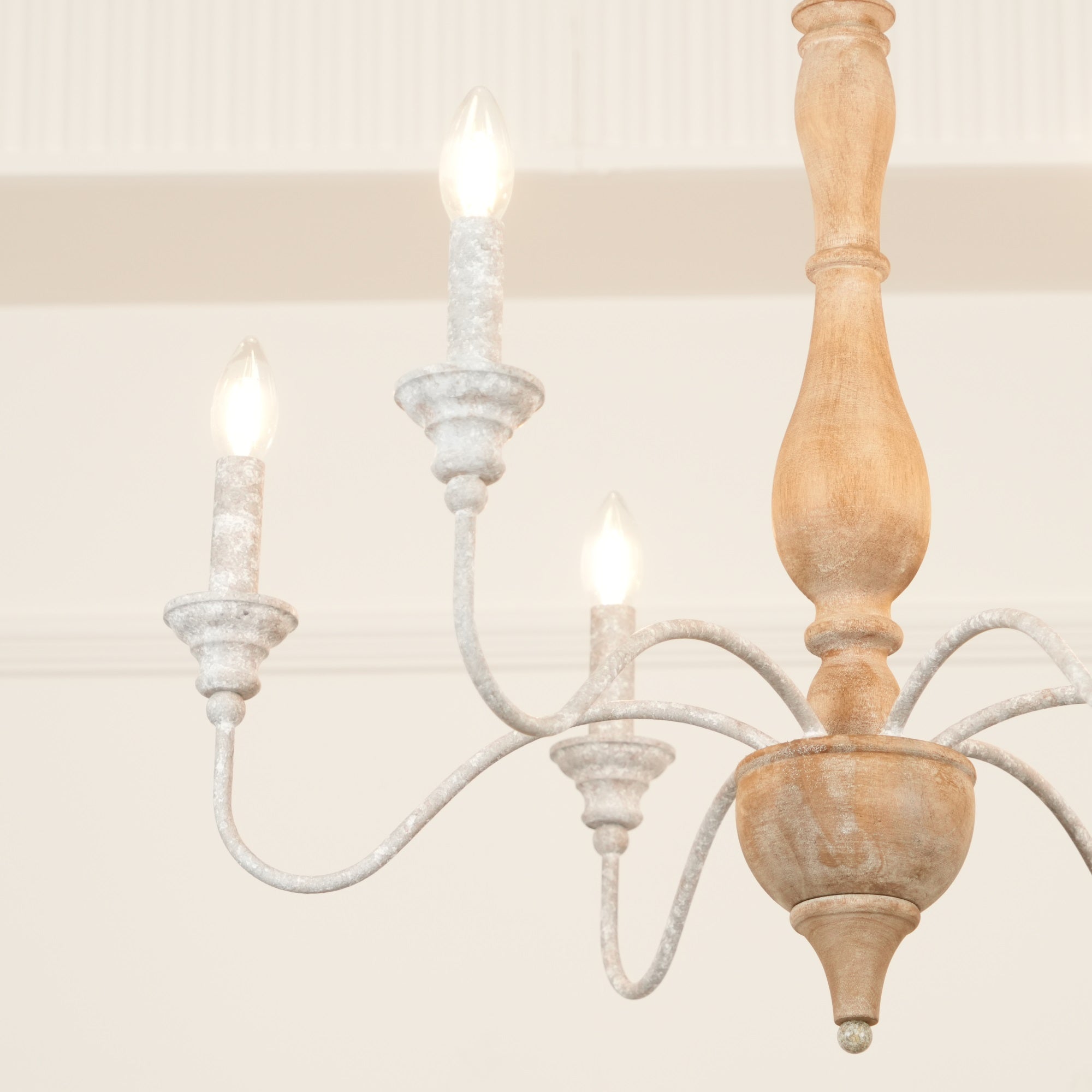 Eurloryra Lustre Bougie Sculpté à la Main Bois Vintage