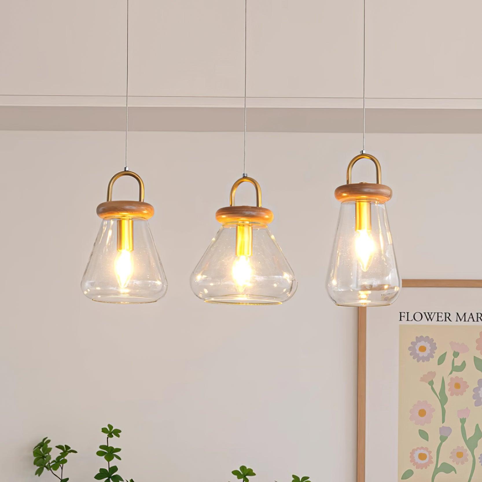 Jars Suspension Verre Bois Minimaliste