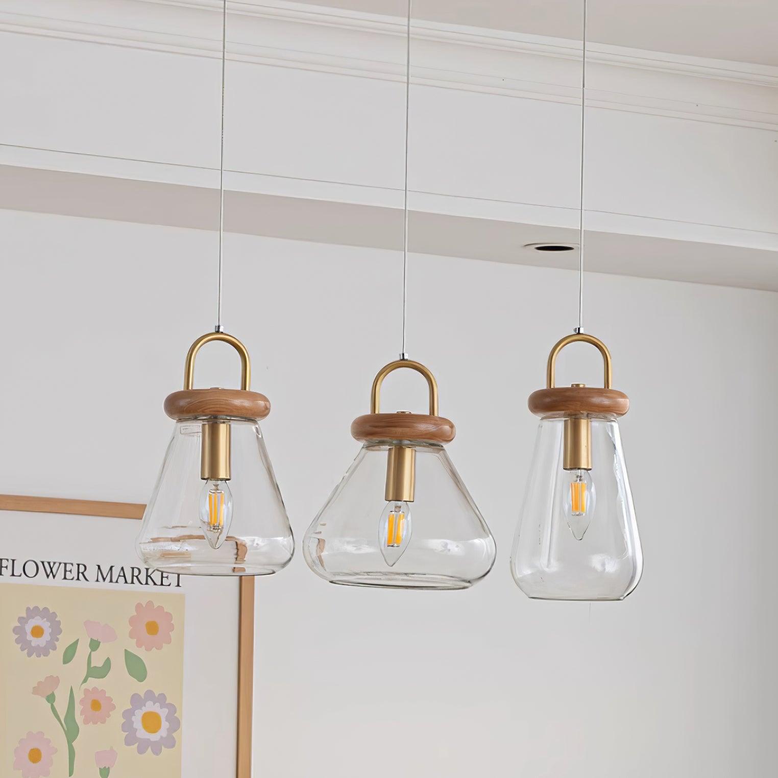 Jars Suspension Verre Bois Minimaliste